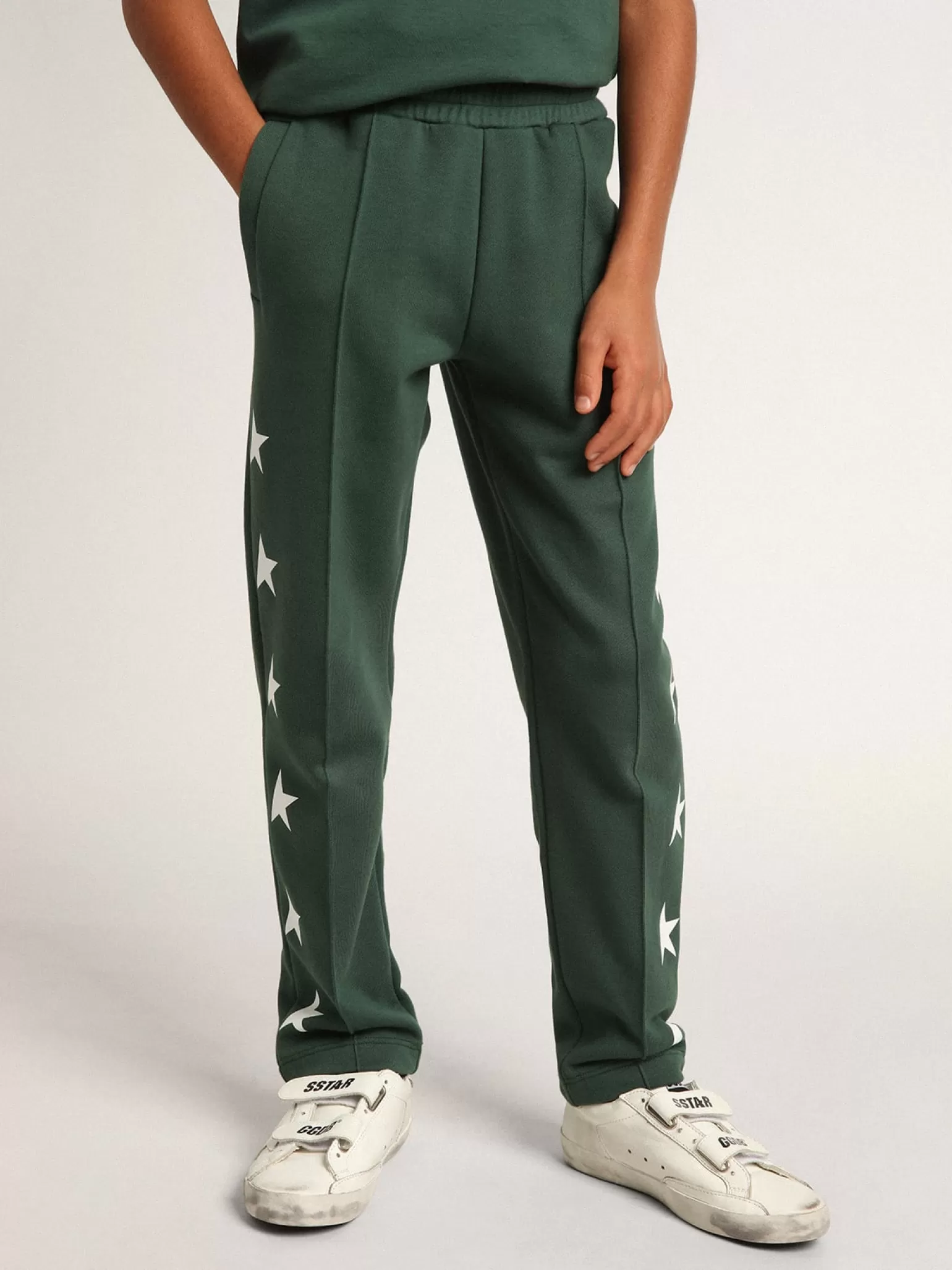 Best Sale Calça de jogging verde brilhante com estrelas em contraste Bottoms (4-12 years)