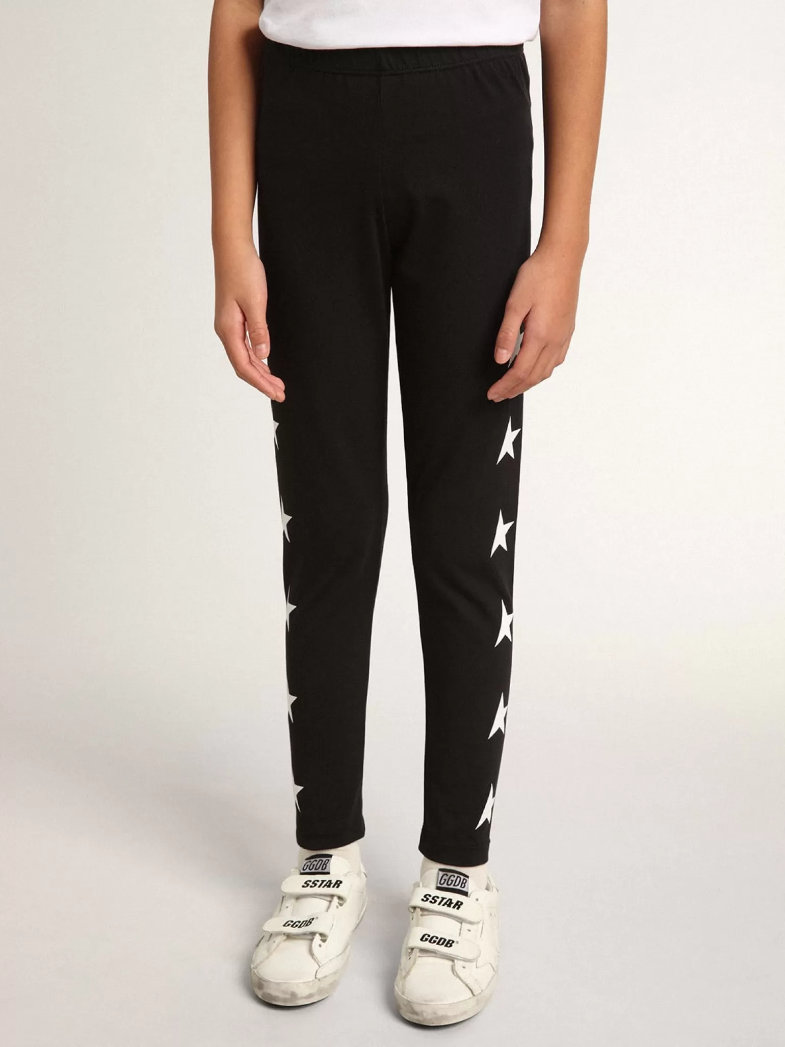 Store Calça de legging infantil feminina preta com estrelas brancas nas laterais Bottoms (4-12 years) | Bottoms (4-12 years)
