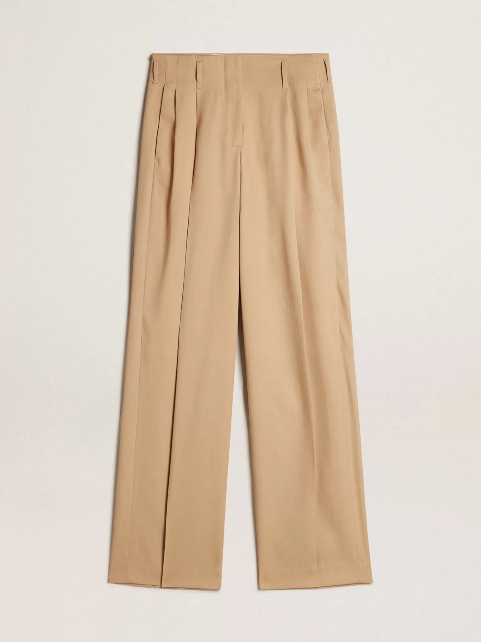 Sale Calça feminina de gabardine de lã cor areia MULHER Jeans e calças
