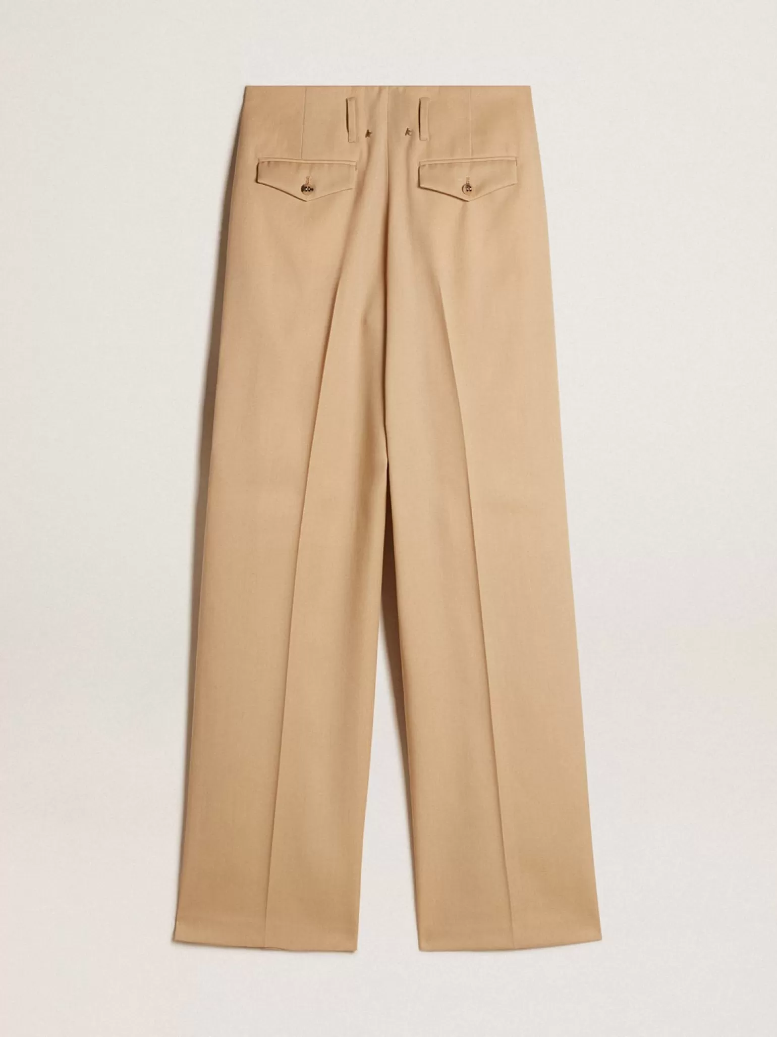 Sale Calça feminina de gabardine de lã cor areia MULHER Jeans e calças
