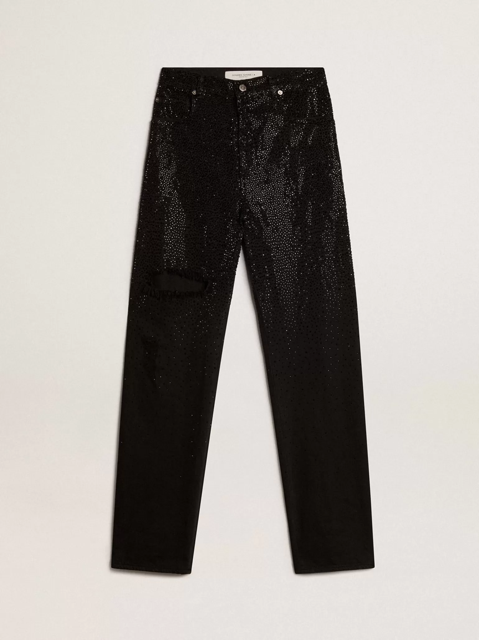 Cheap Calça feminina de jeans de algodão e cristais aplicados com efeito degradê MULHER Jeans e calças