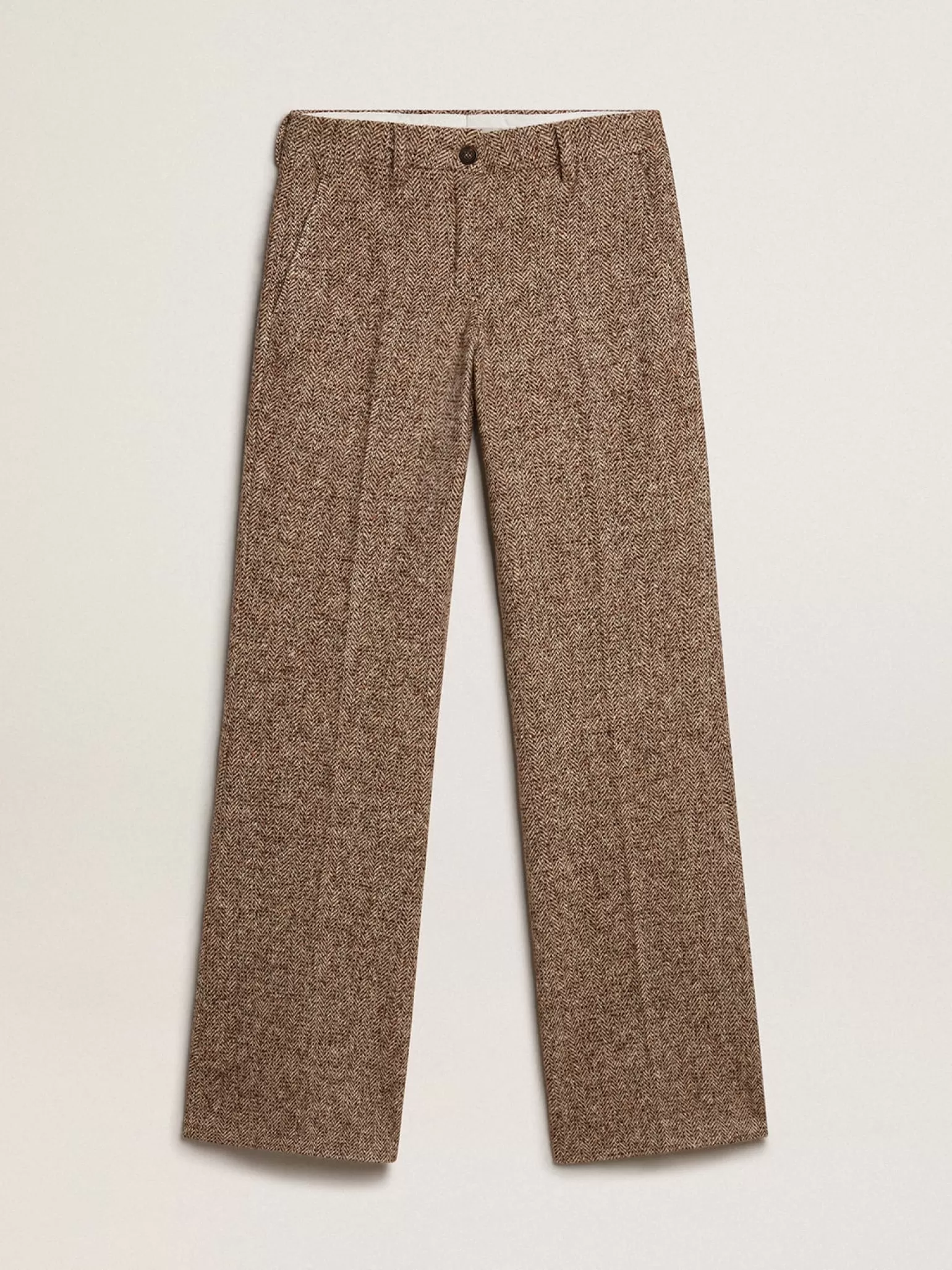Sale Calça feminina de misto lã e seda bege e marrom MULHER Jeans e calças