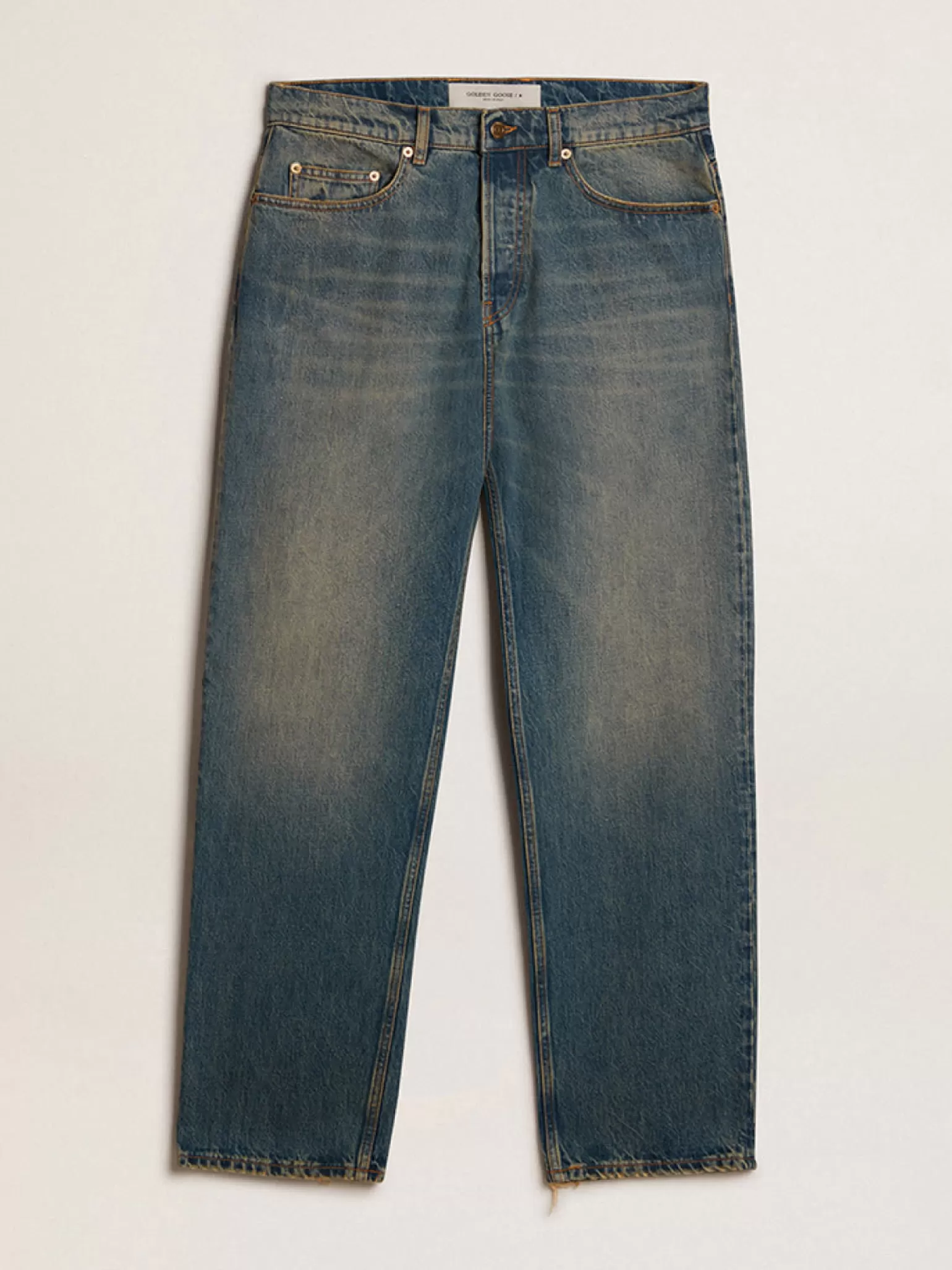 Online Calça jeans azul com tratamento usado Jeans e calças
