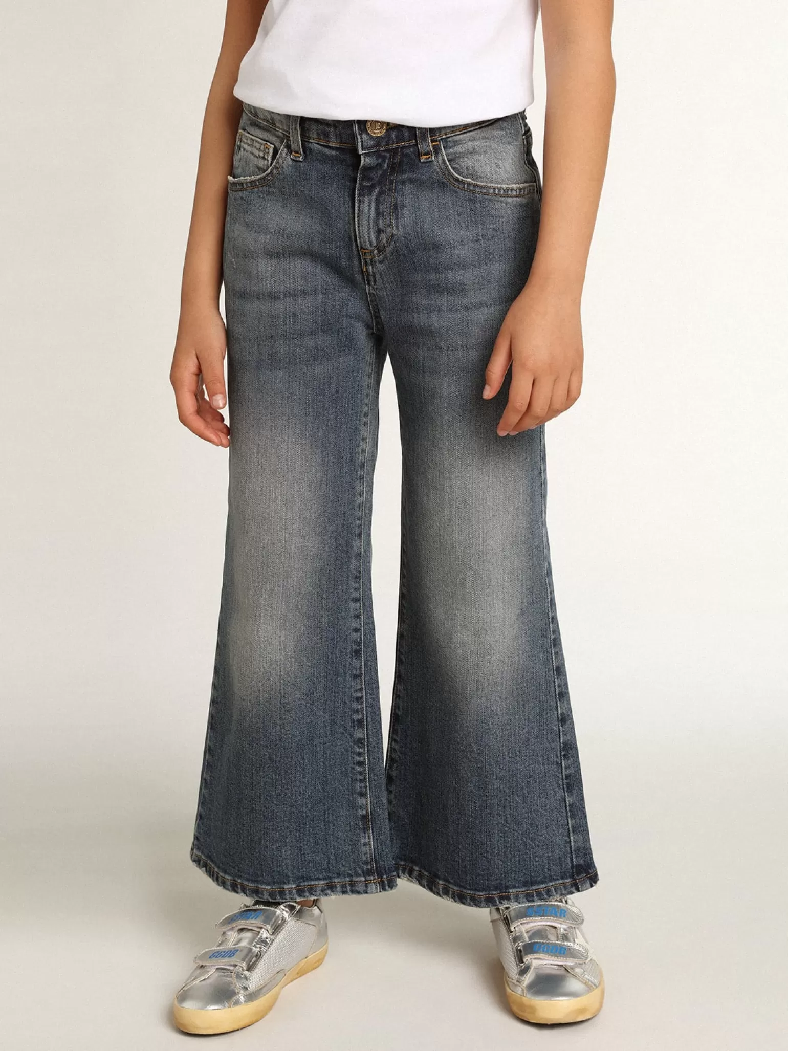 Cheap Calça jeans perna larga de sarja azul denim Bottoms (4-12 years)