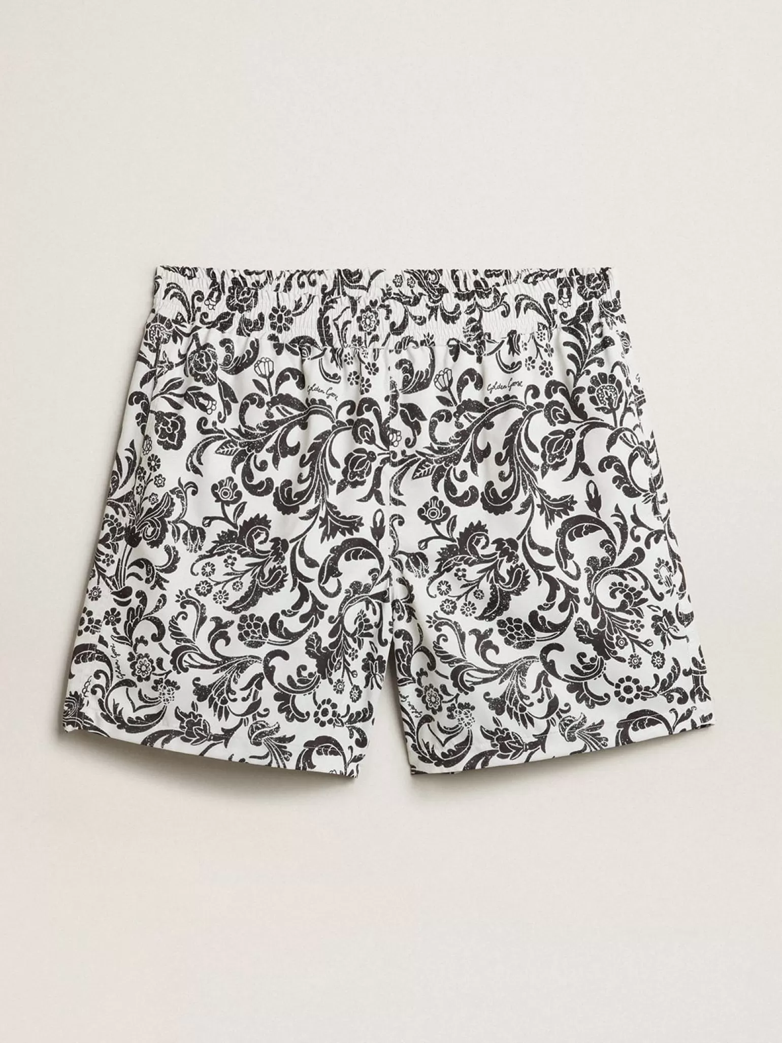 Flash Sale Calção boxer com estampa branca e preta all-over Beachwear