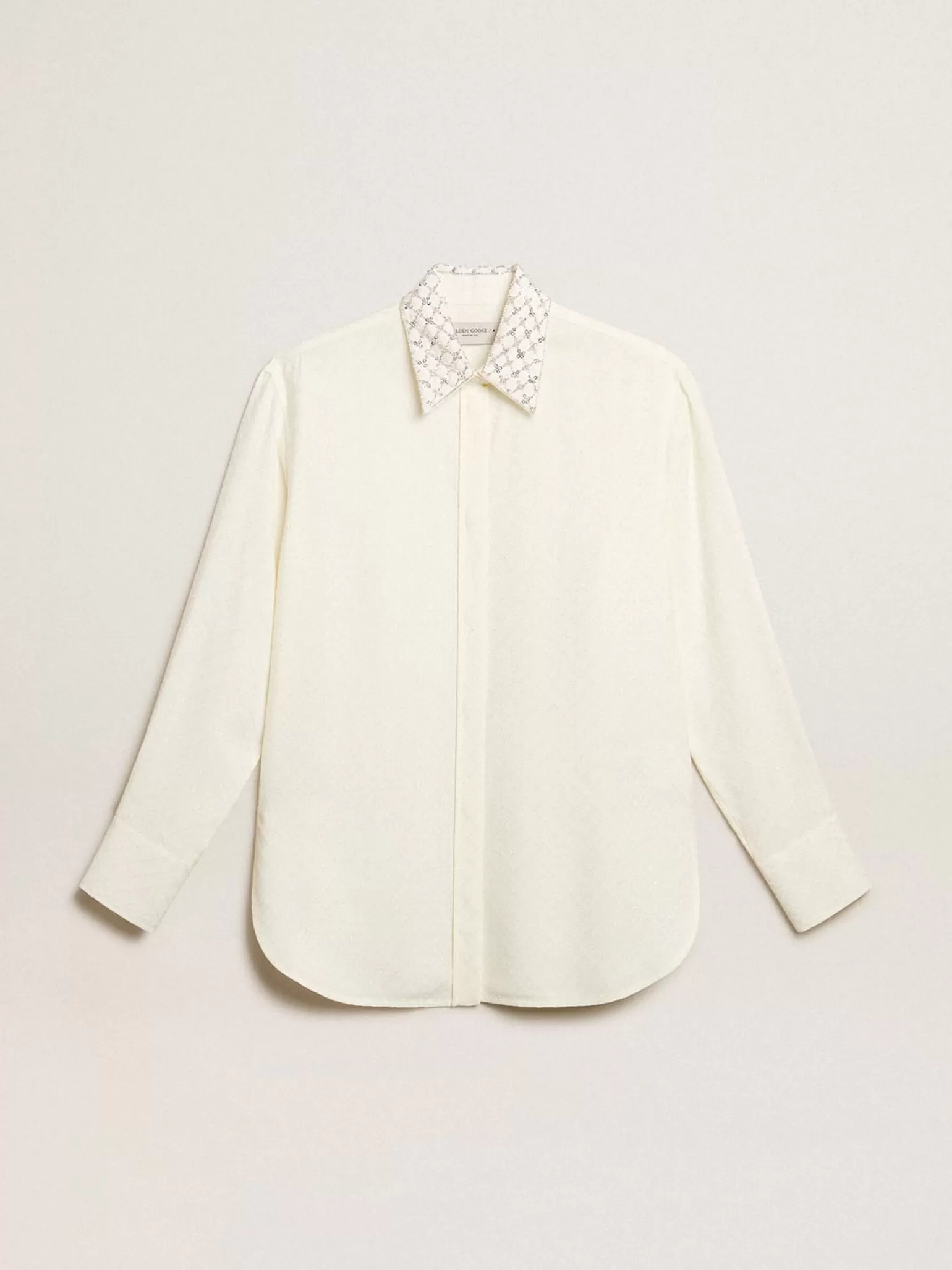 Cheap Camisa cor branco antigo com padrão jacquard e bordados MULHER Camisas