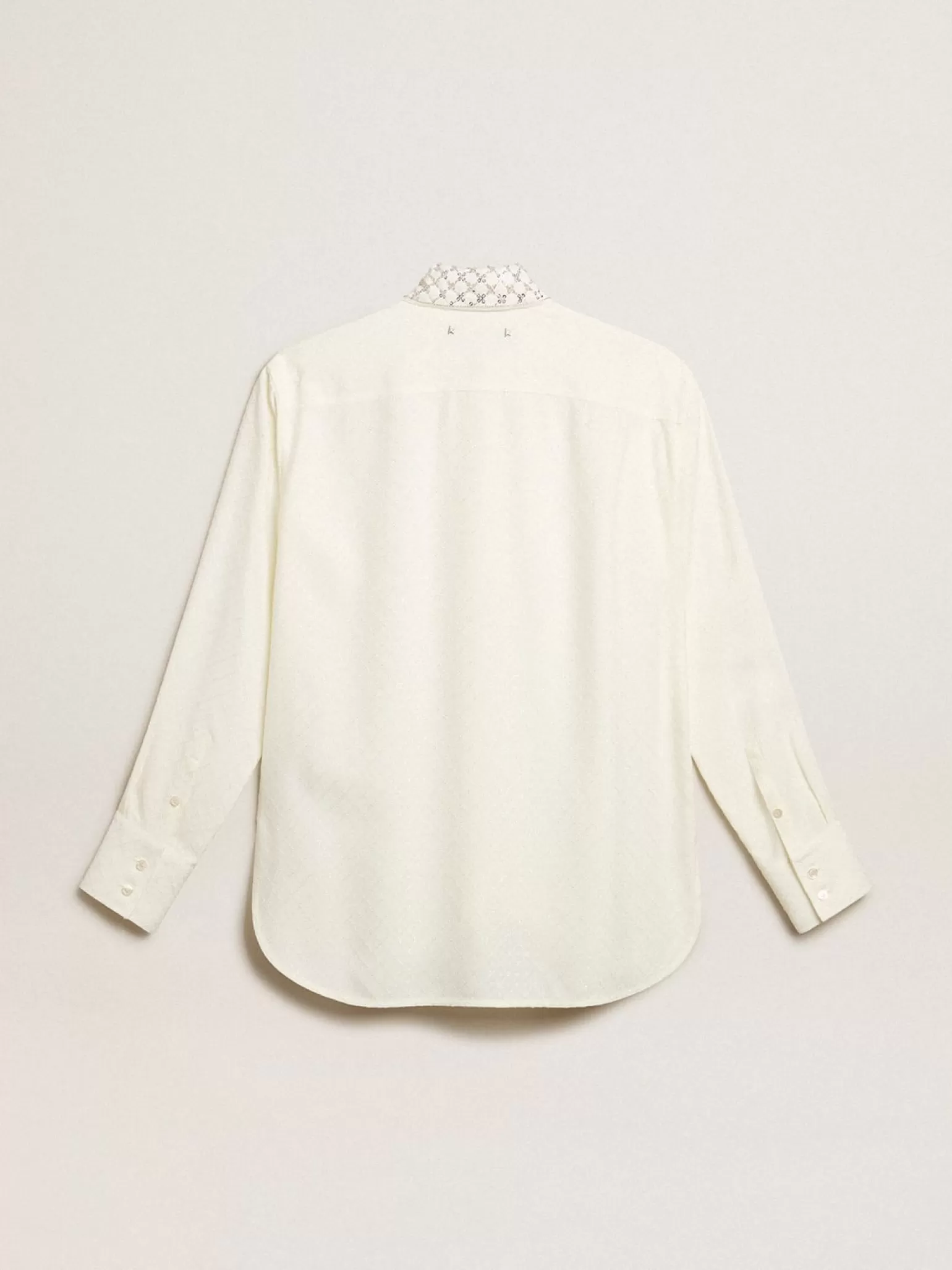Cheap Camisa cor branco antigo com padrão jacquard e bordados MULHER Camisas