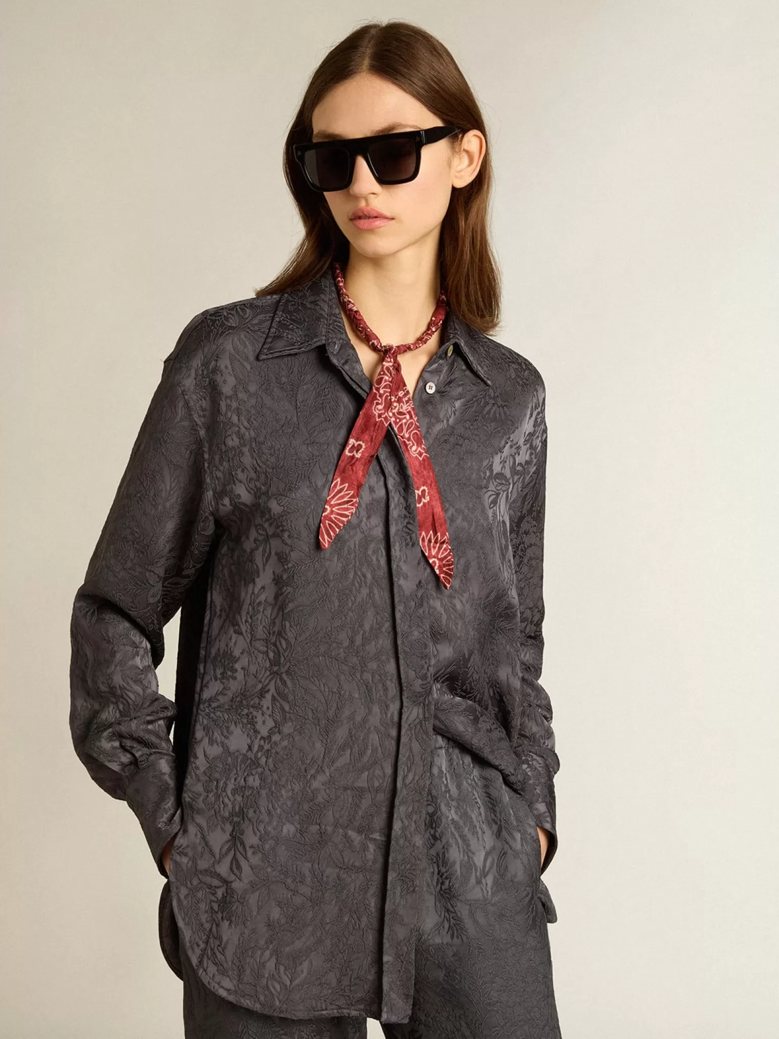 Online Camisa de jacquard com estampa toile de jouy all over MULHER Camisas