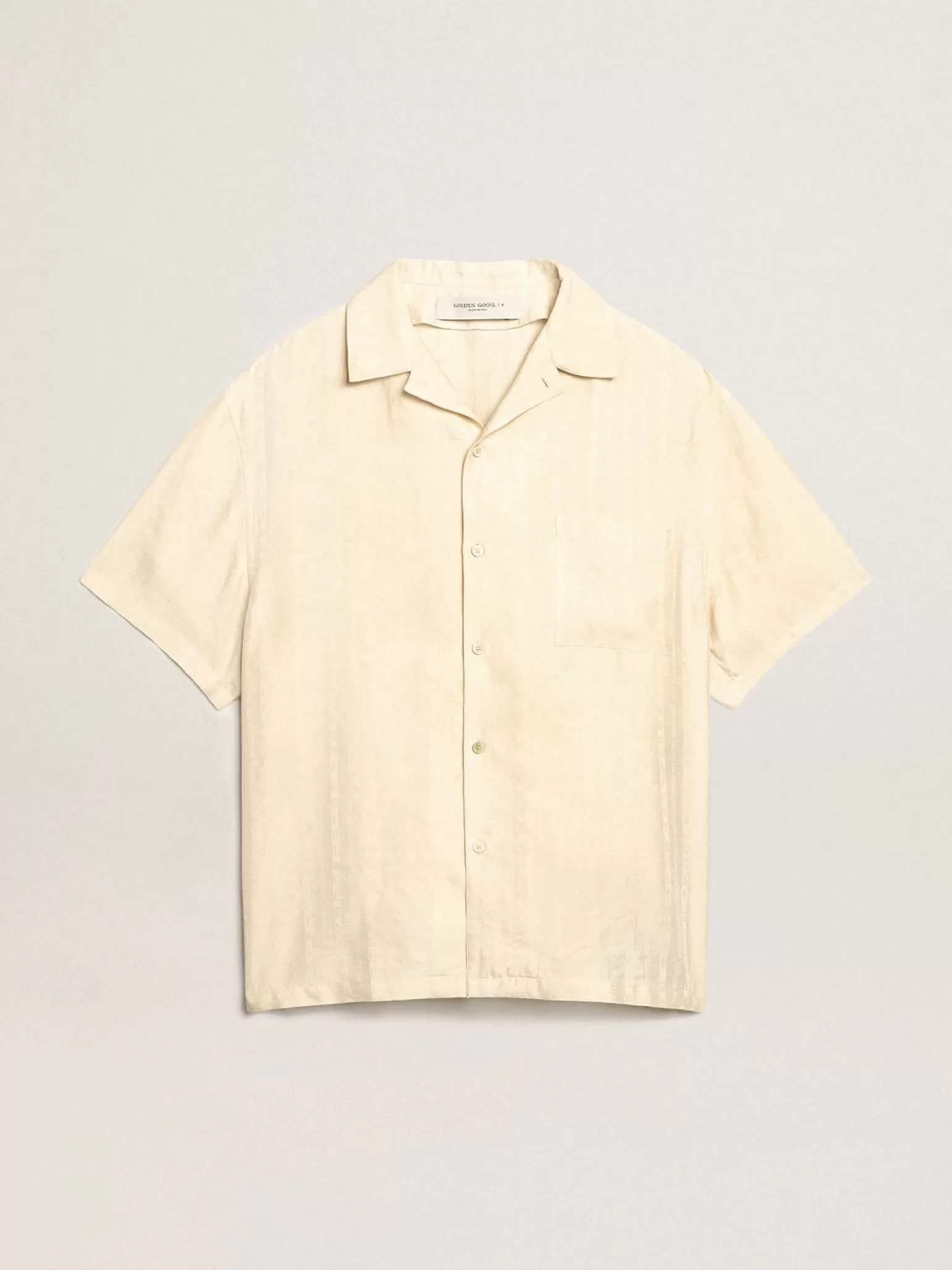 Hot Camisa de linho de manga curta cor de pergaminho Camisas