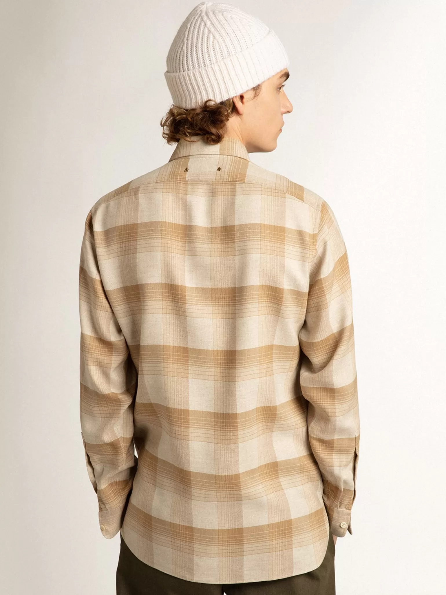 Clearance Camisa de modelagem slim cor de pimenta e areia escura Camisas
