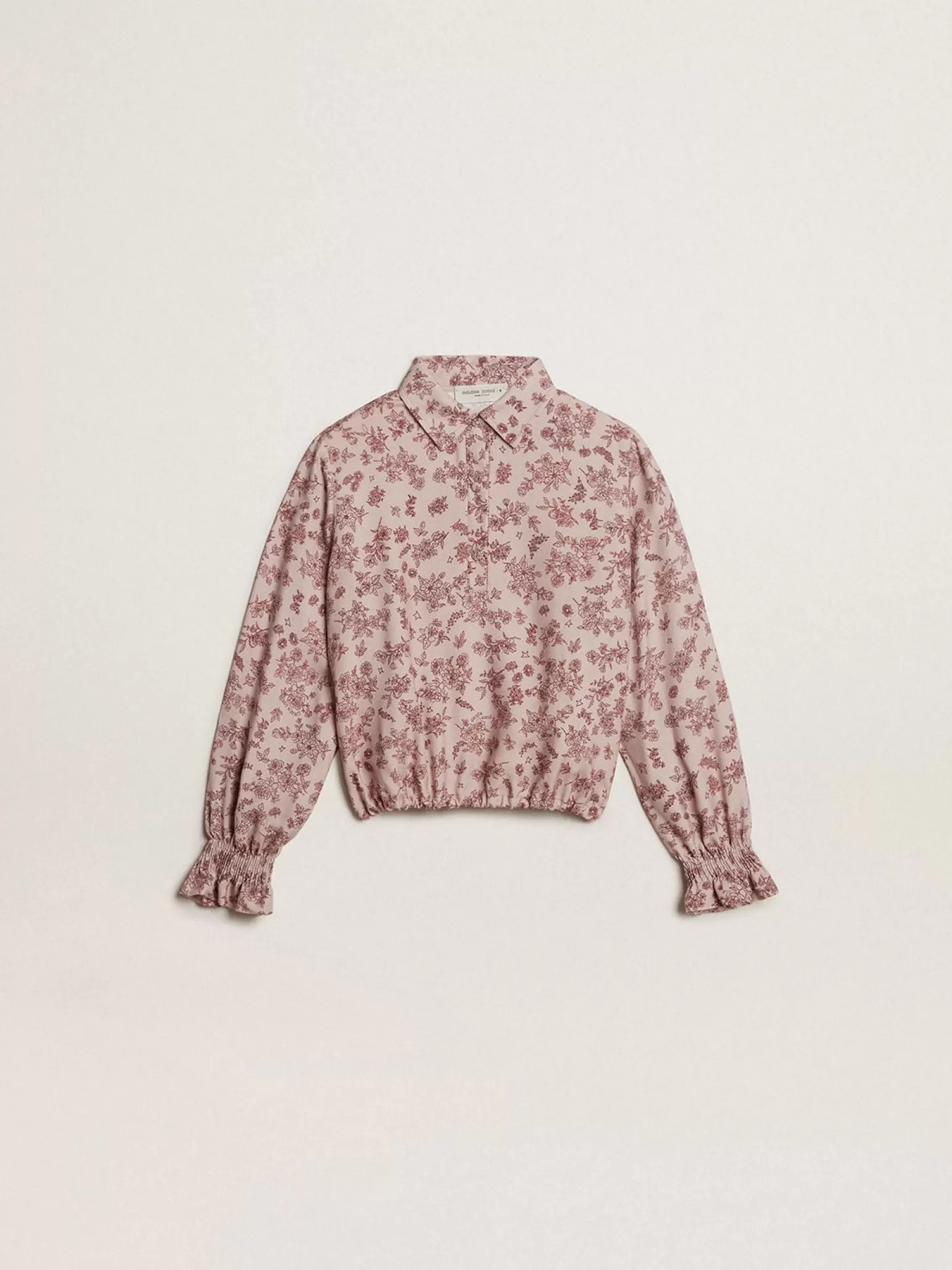 Discount Camisa polo de viscose rosa pálido com estampa floral Roupas de cima (4-12 years)