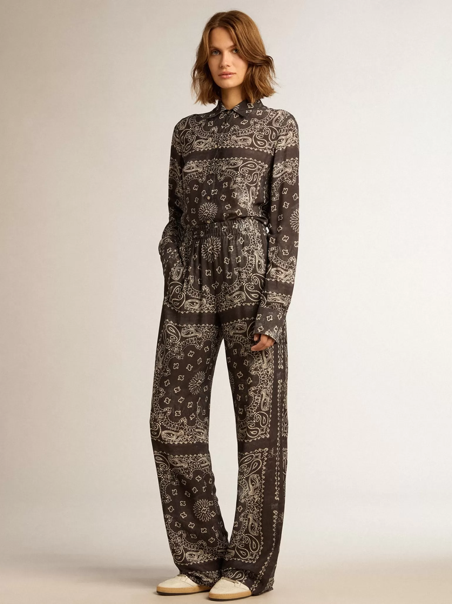 Cheap Camisa tipo pijama na cor antracite com estampa caxemira MULHER Camisas