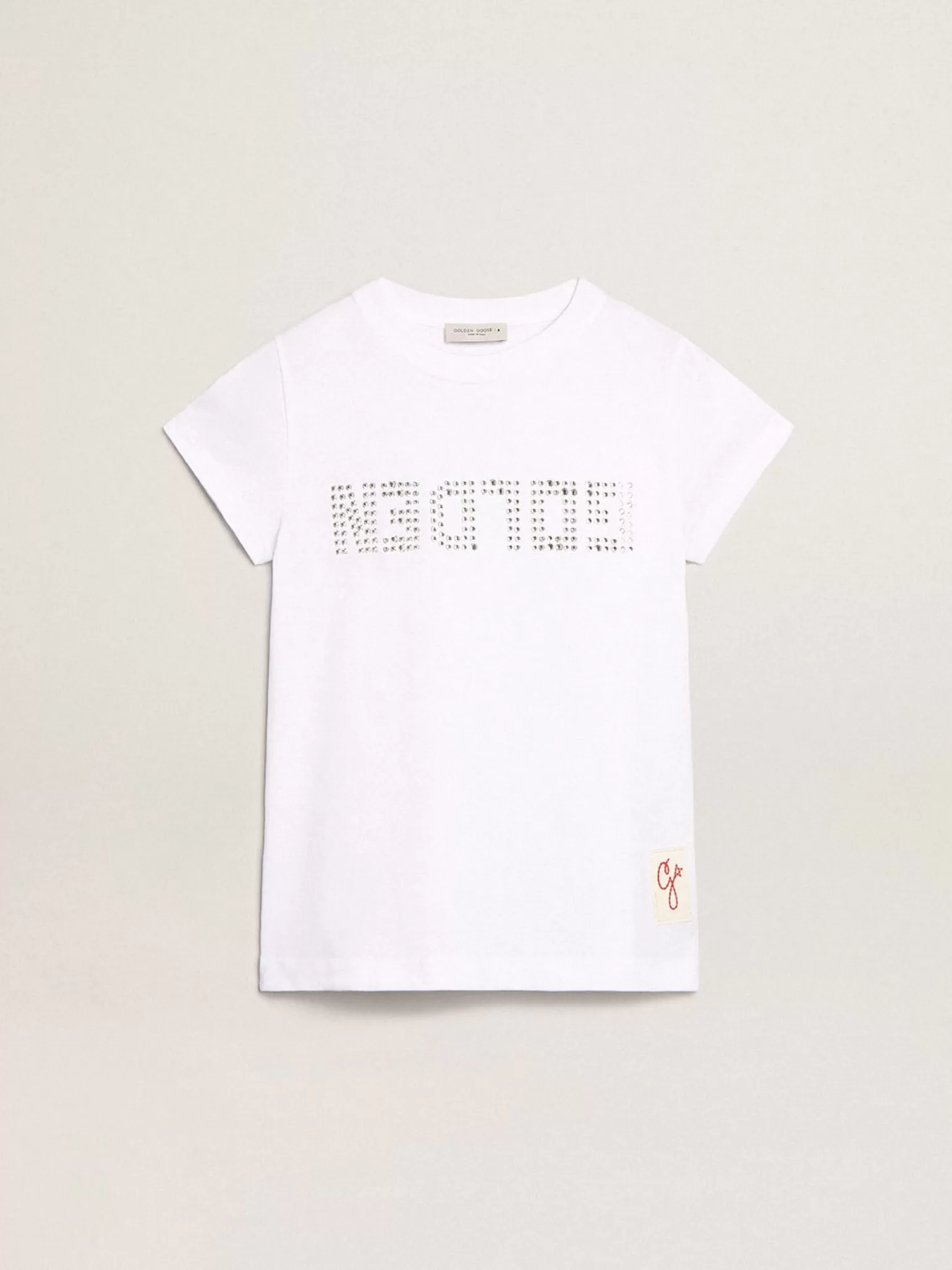 Best Camiseta branca com a palavra Golden em cristais no centro Roupas de cima (4-12 years)