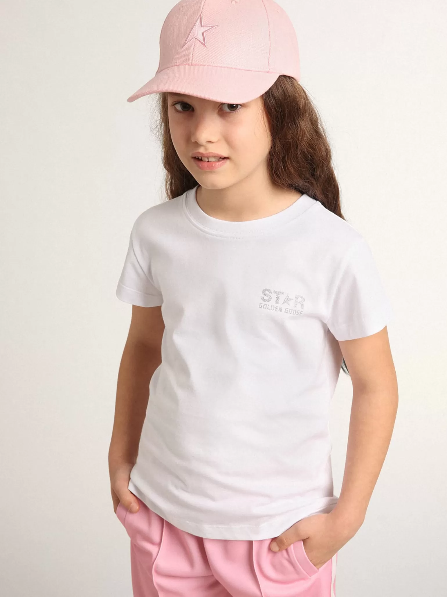 Best Sale Camiseta branca e prateada com logo e maxi estrela de glitter prateado Roupas de cima (4-12 years)
