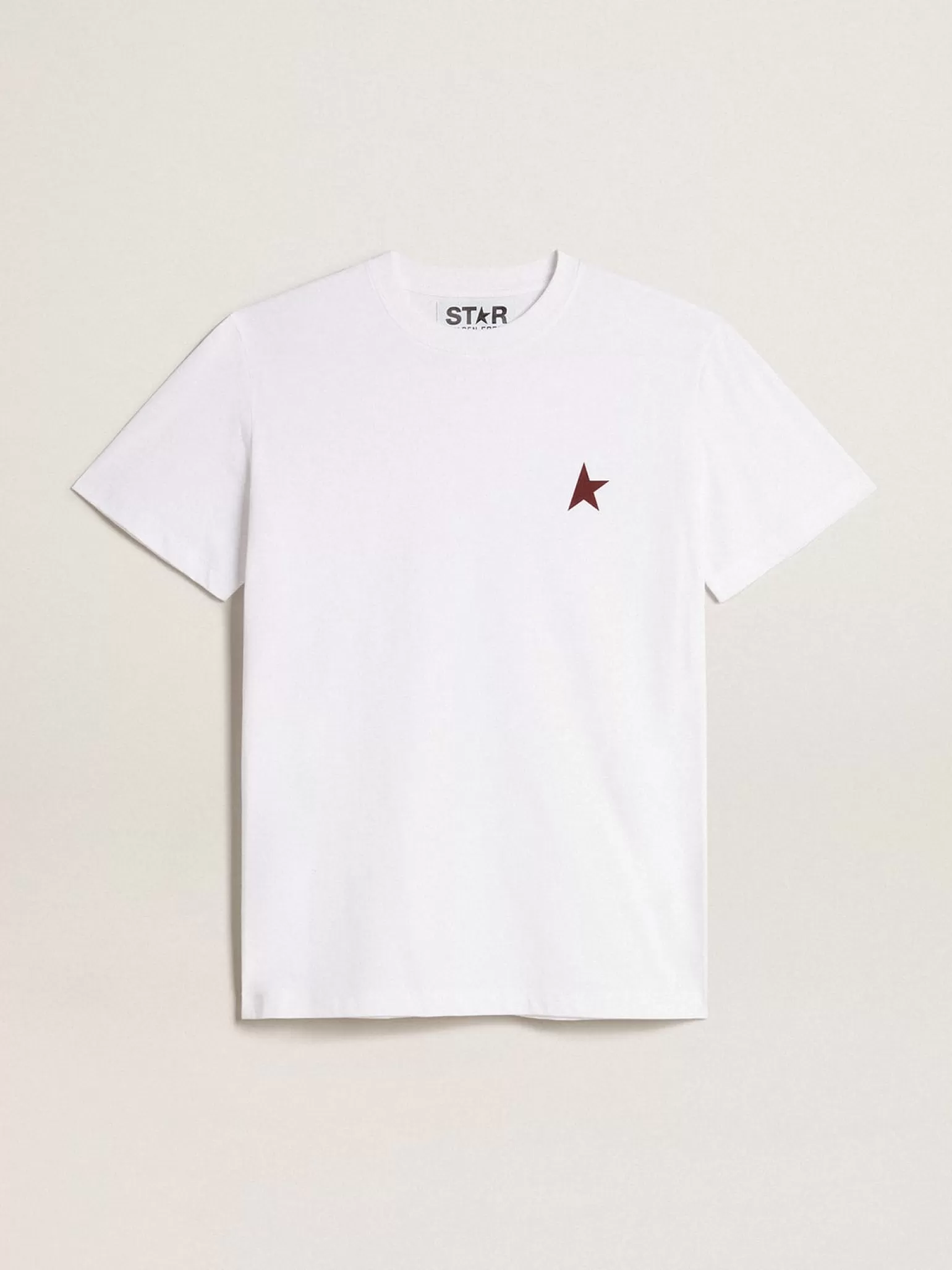 Clearance Camiseta branca feminina com estrela bordô na frente MULHER Camisetas