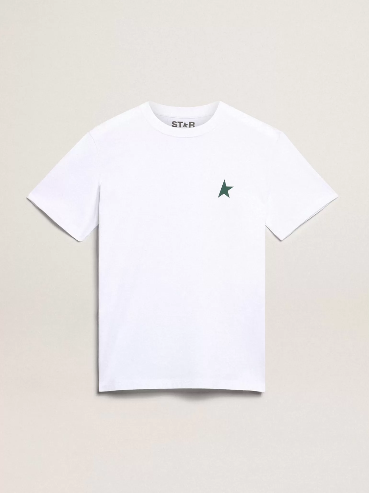 Discount Camiseta feminina branca com estrela verde na frente MULHER Camisetas