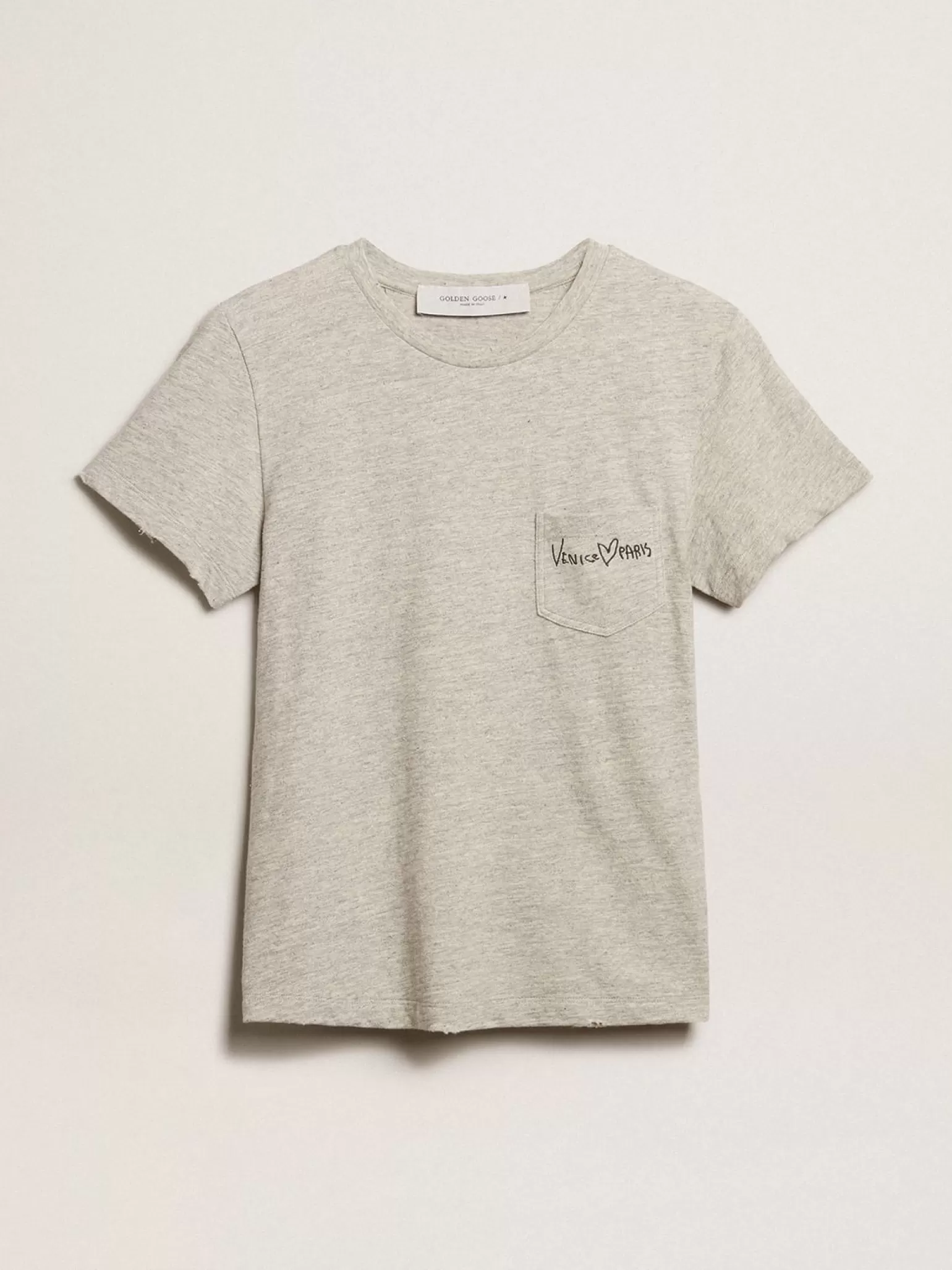 Discount Camiseta feminina de algodão cinza mescla com escrita bordada MULHER Camisetas