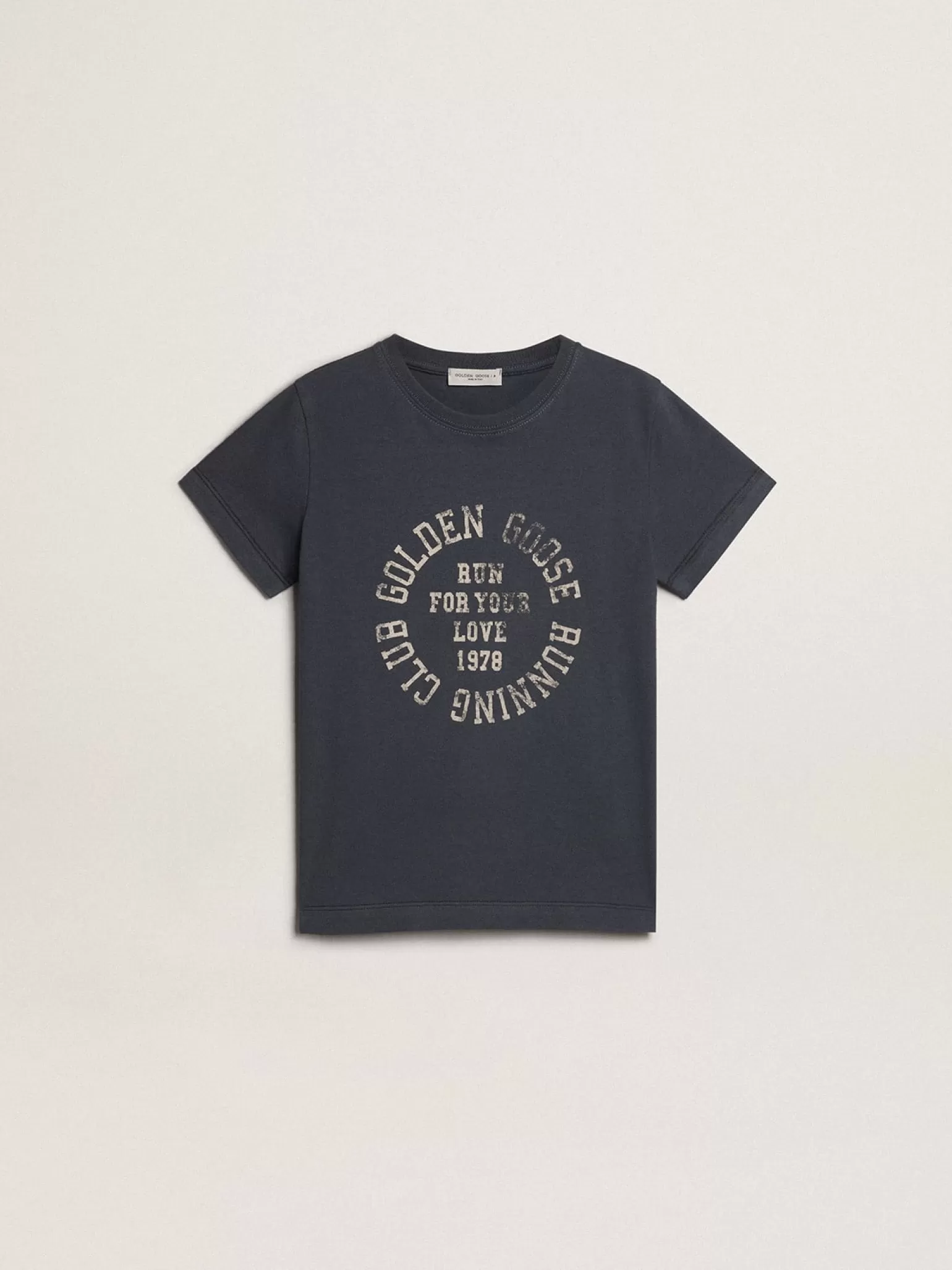 Outlet Camiseta infantil masculina de algodão azul-escuro com estampa no centro Roupas de cima (4-12 years)