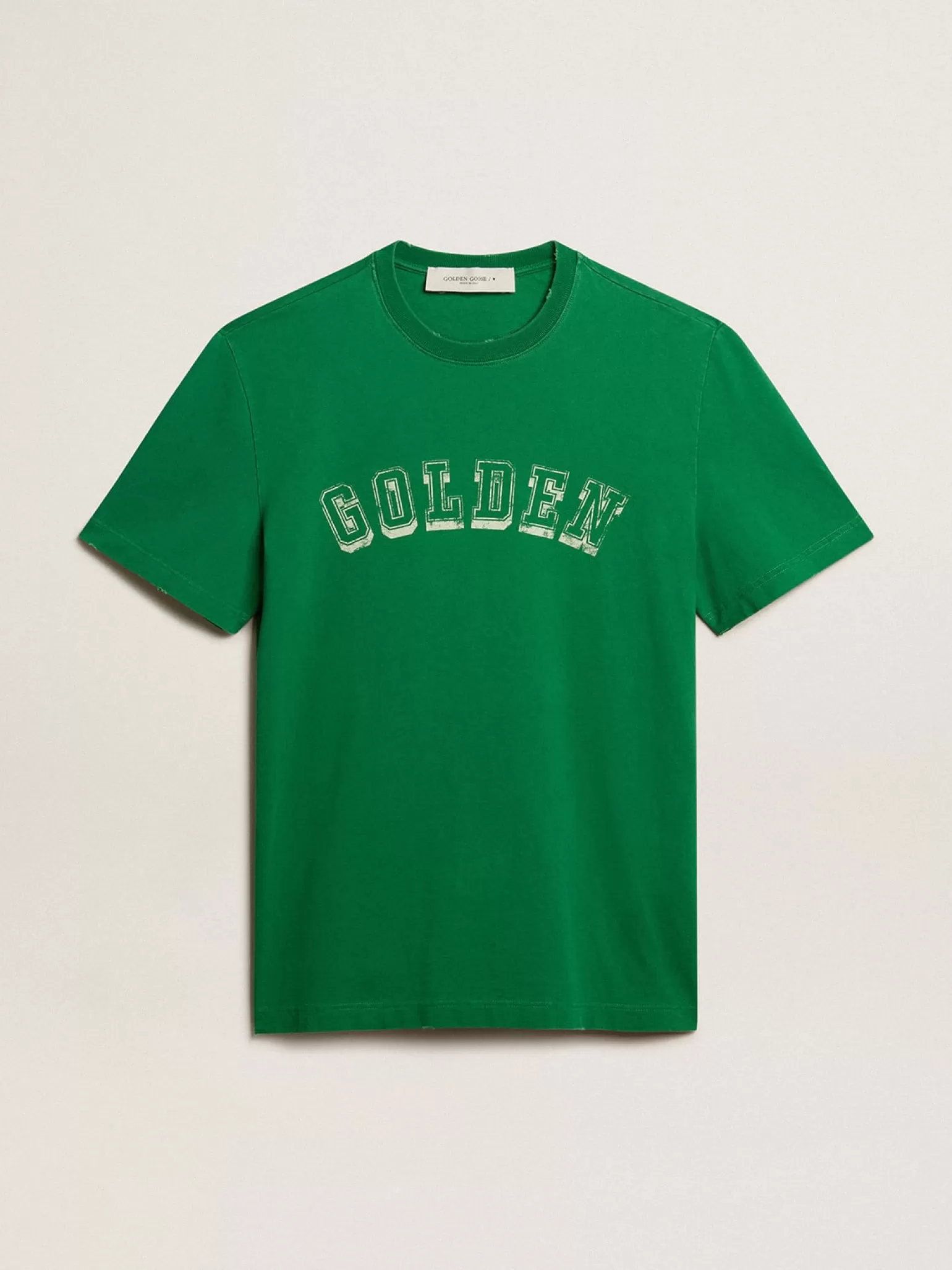 Best Sale Camiseta masculina de algodão verde com escrita no centro Camisetas