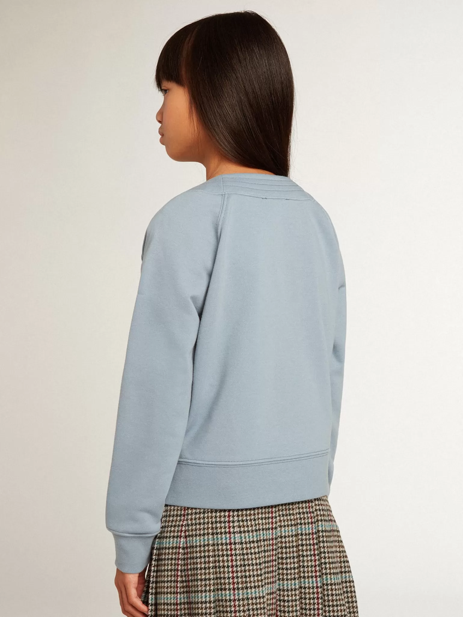 Online Cardigã infantil feminino de algodão azul com escrita de miçangas Roupas de cima (4-12 years)