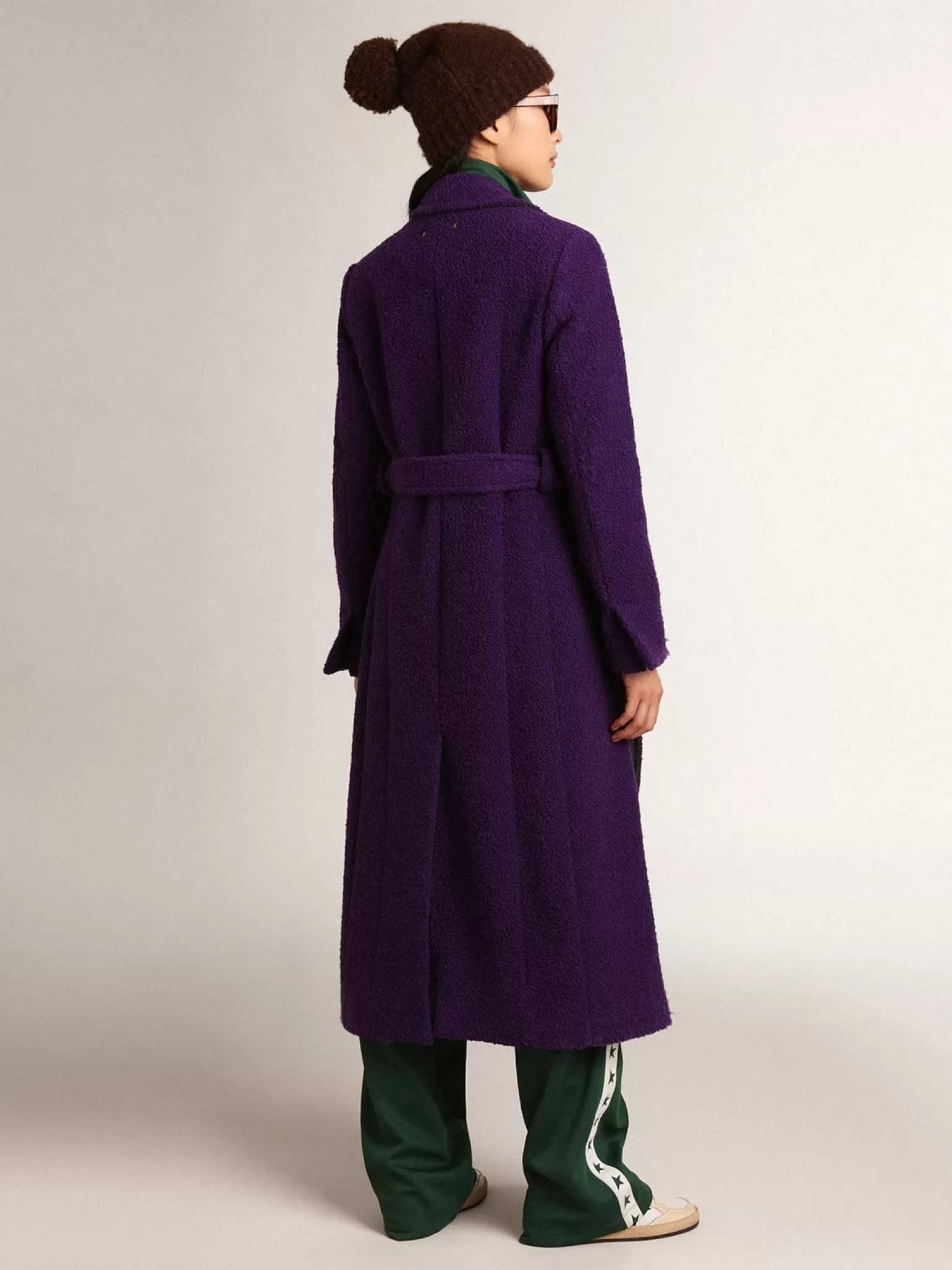 Clearance Casaco feminino de lã roxo índigo e forro com estampa MULHER Casacos e blusões