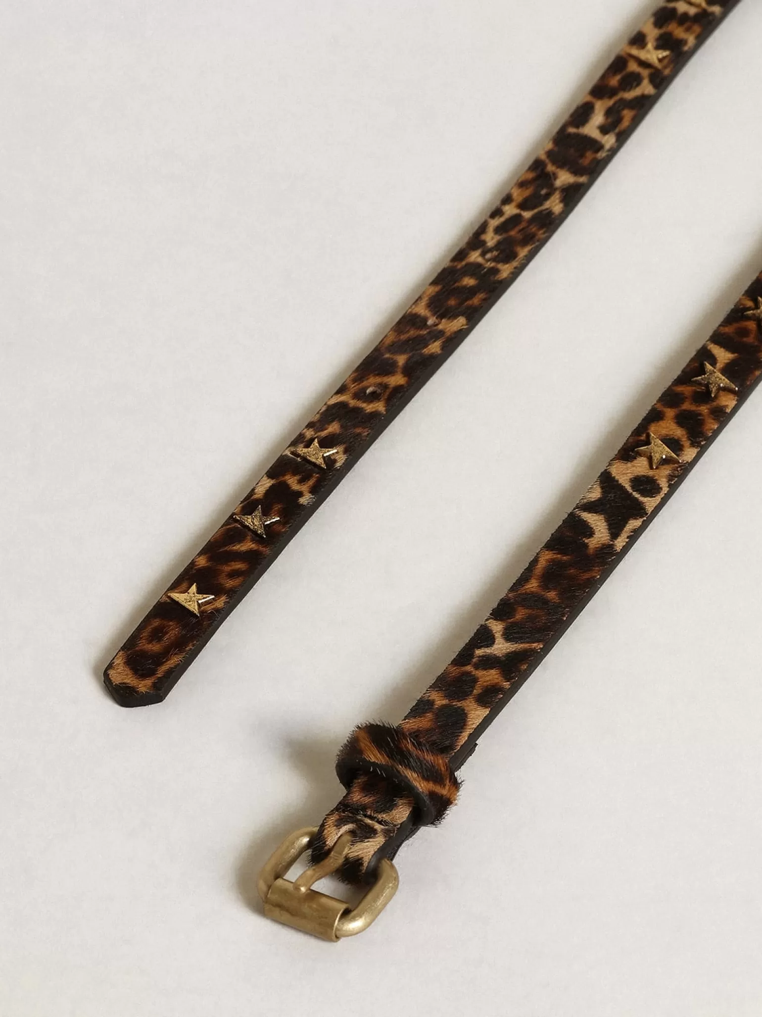 Online Cinto feminino de couro cavalinho leopardo preto e marrom com tachas MULHER Cintos