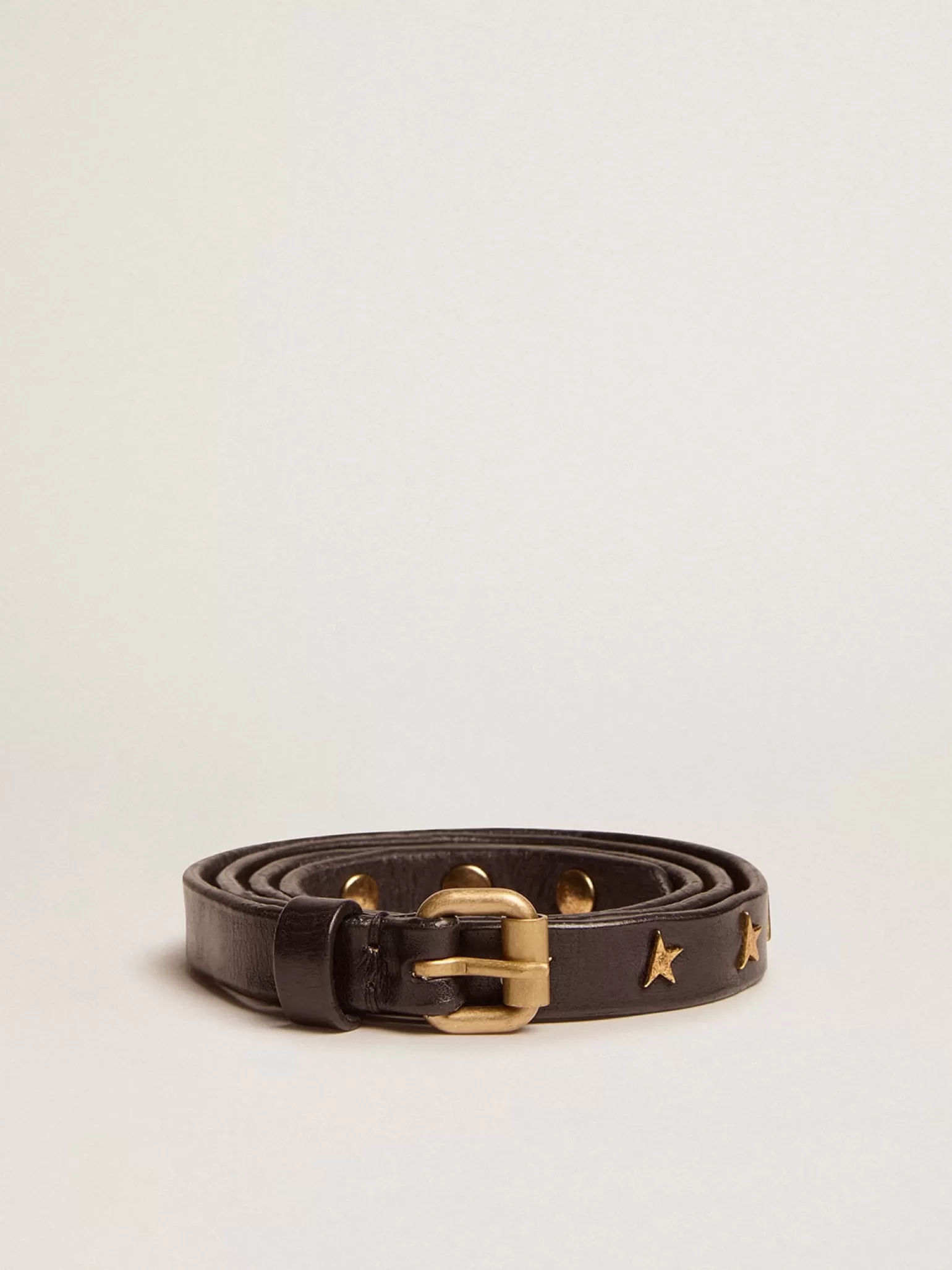 Best Cinto feminino de couro preto com tachas em forma de estrela MULHER Cintos