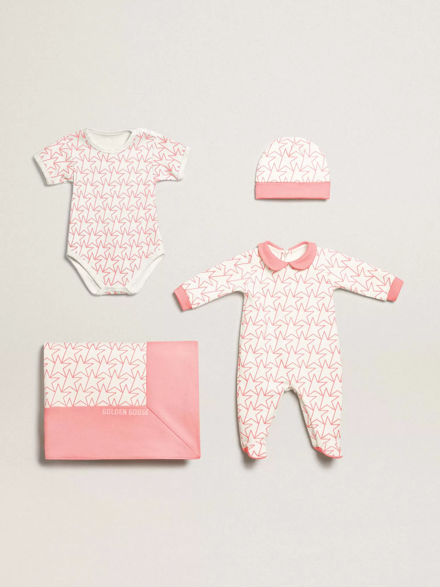 Discount Conjunto de presente de bebê branco com acabamento e estrela rosa Recem-Nascidos