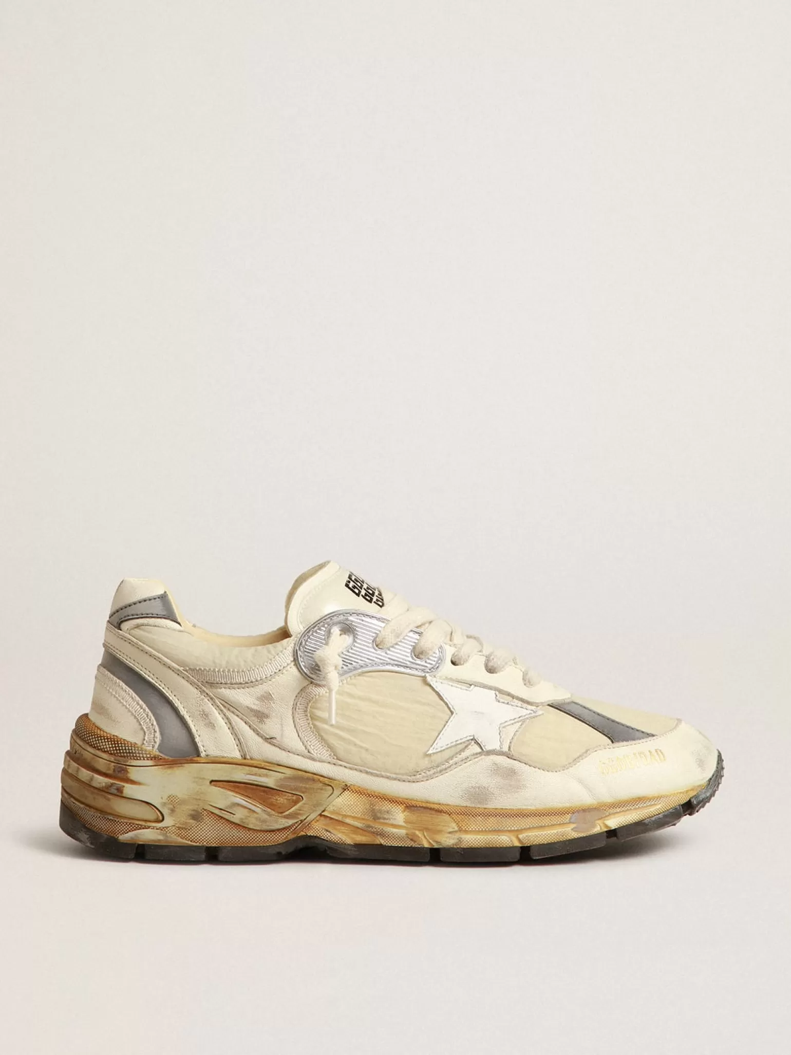 Flash Sale Dad-Star Feminino de náilon e napa bege, estrela de couro branco MULHER Dad-Star