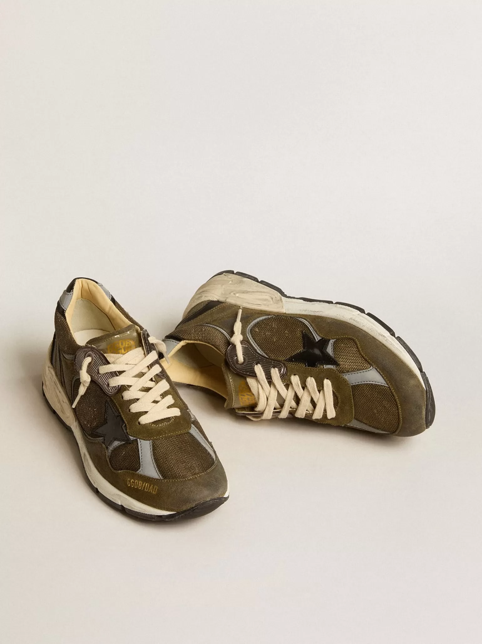 Hot Dad-Star Feminino de suede e tela com estrela e talão de couro preto MULHER Dad-Star