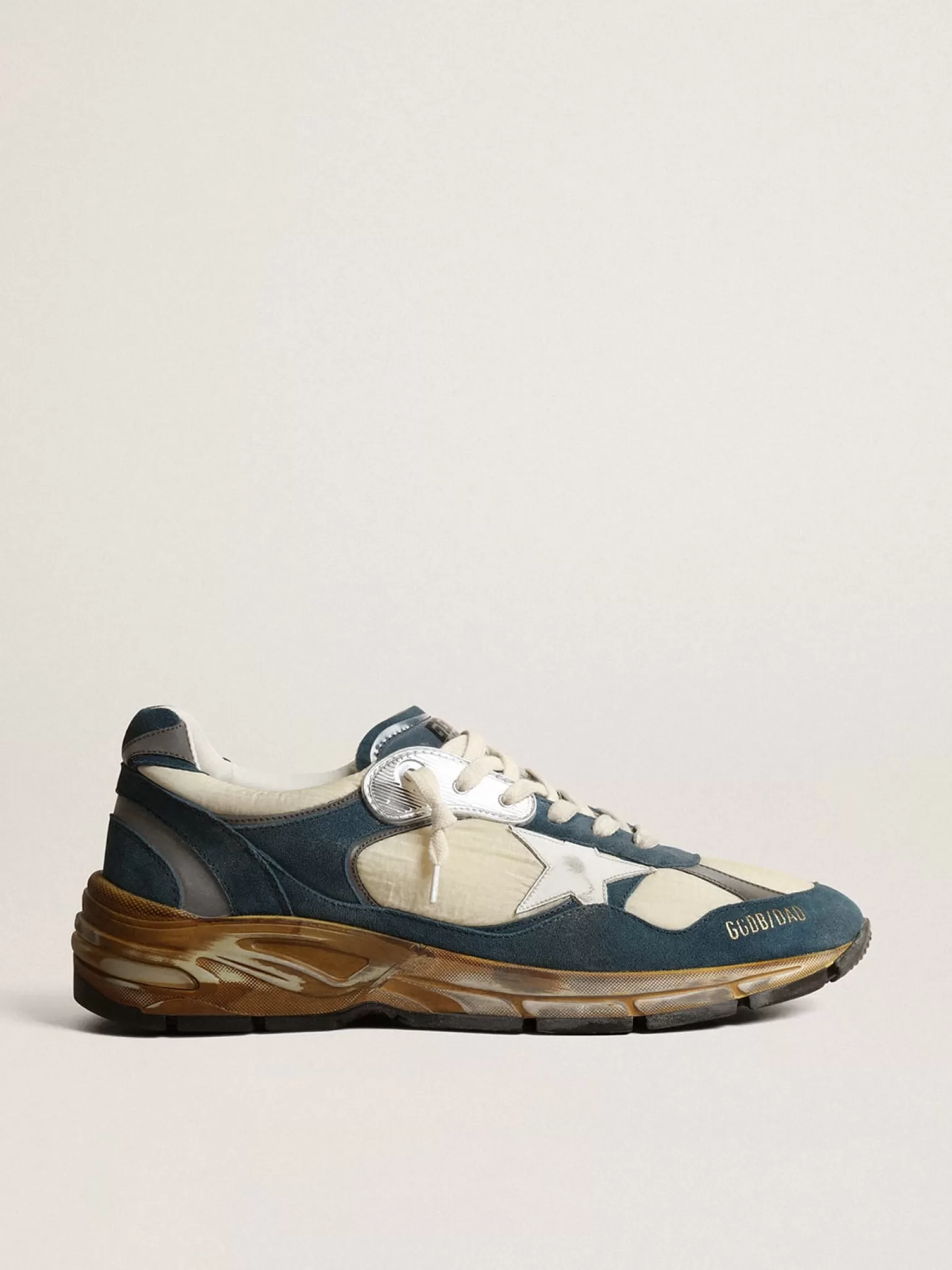 Best Sale Dad-Star Masculino de suede azul petróleo, estrela de couro branco Dad-Star