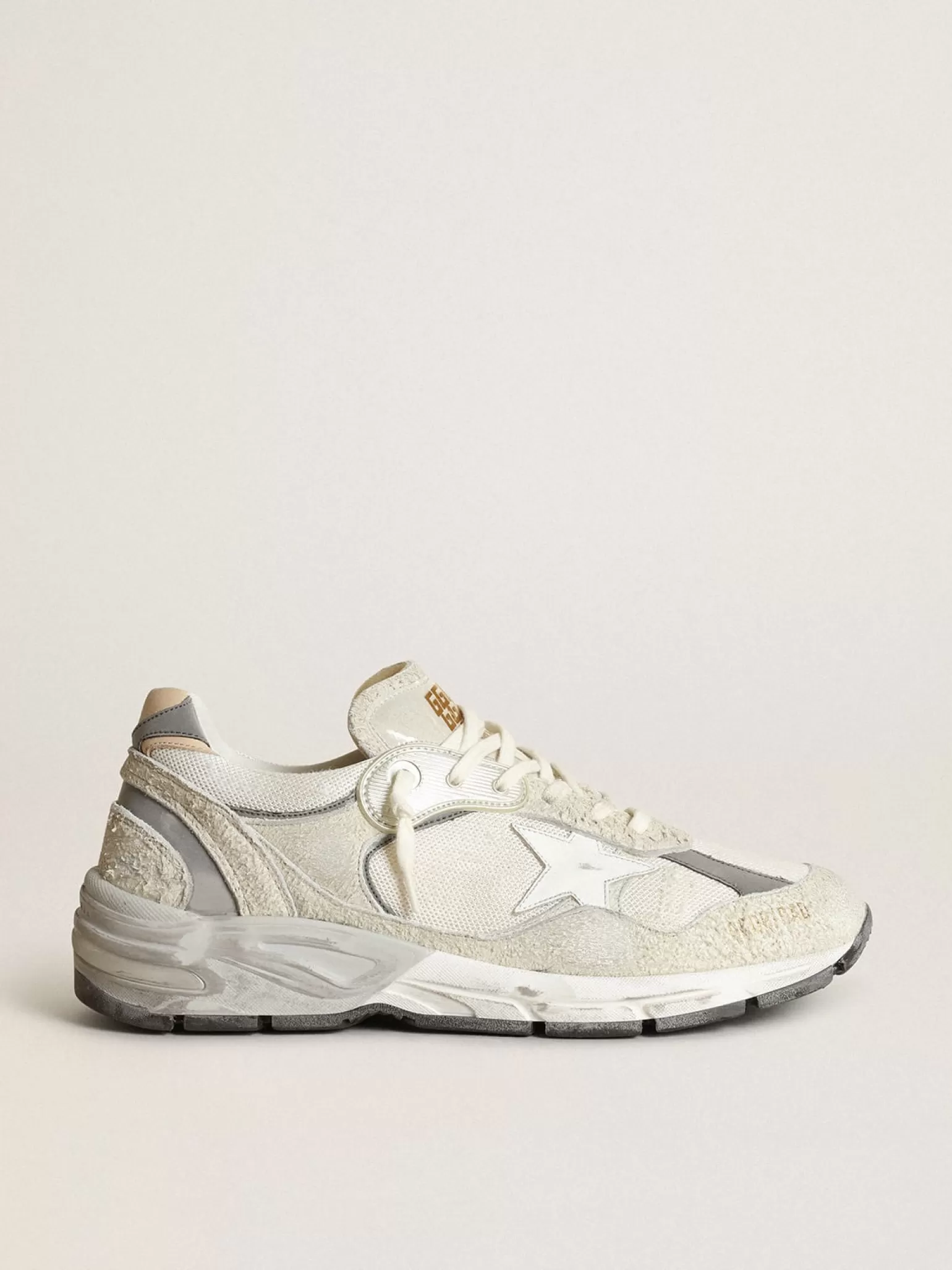 Sale Dad-Star masculino de suede branco e cinza e estrela de couro branco Dad-Star