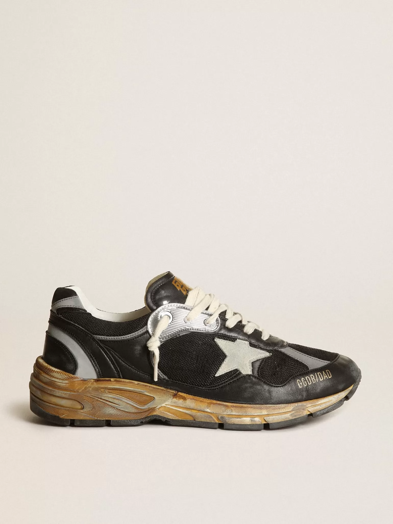 Flash Sale Dad-Star masculino de tela e napa pretas com estrela cor gelo Dad-Star