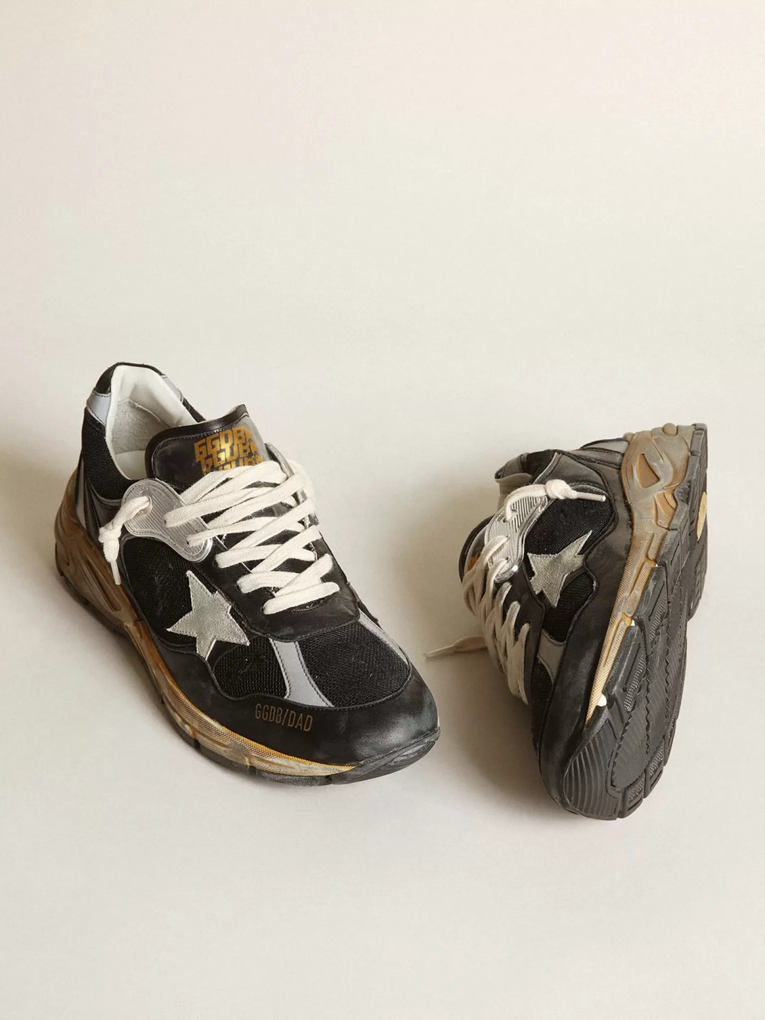 Flash Sale Dad-Star masculino de tela e napa pretas com estrela cor gelo Dad-Star
