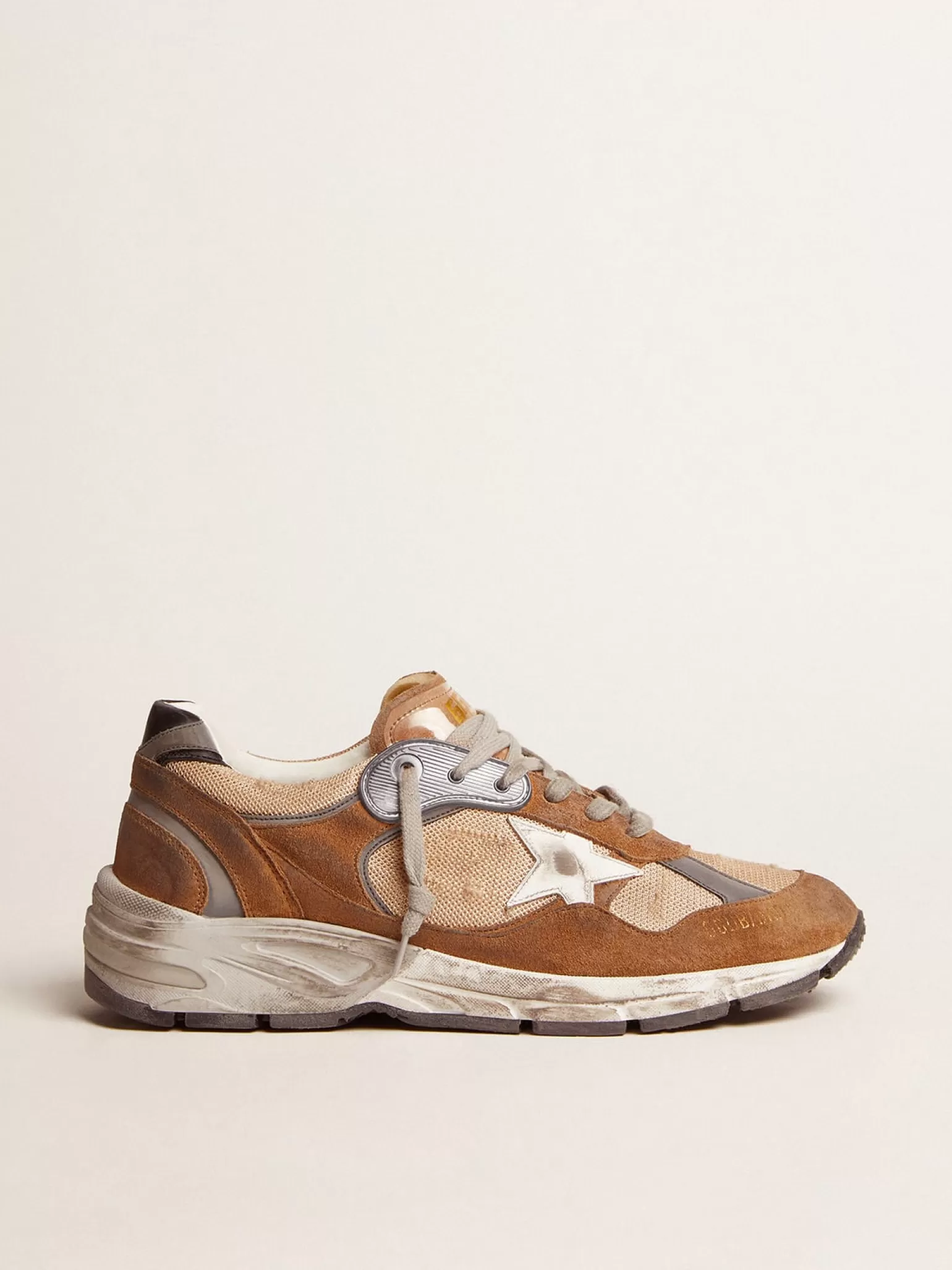 Outlet Dad-Star masculino de tela e suede cor tabaco com estrela branca Dad-Star