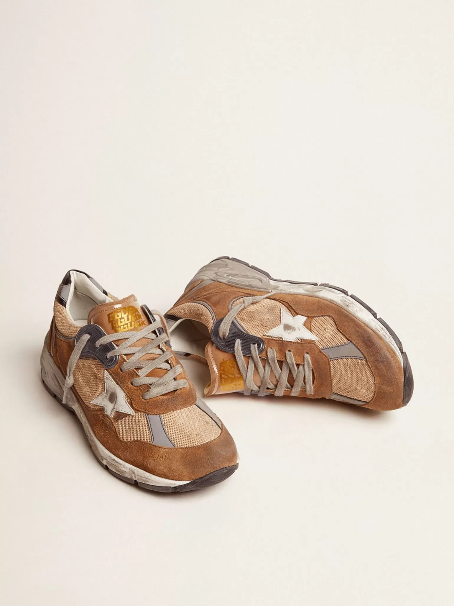 Outlet Dad-Star masculino de tela e suede cor tabaco com estrela branca Dad-Star