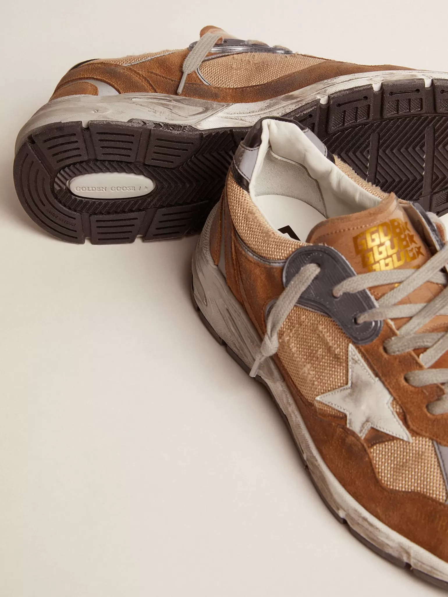 Outlet Dad-Star masculino de tela e suede cor tabaco com estrela branca Dad-Star