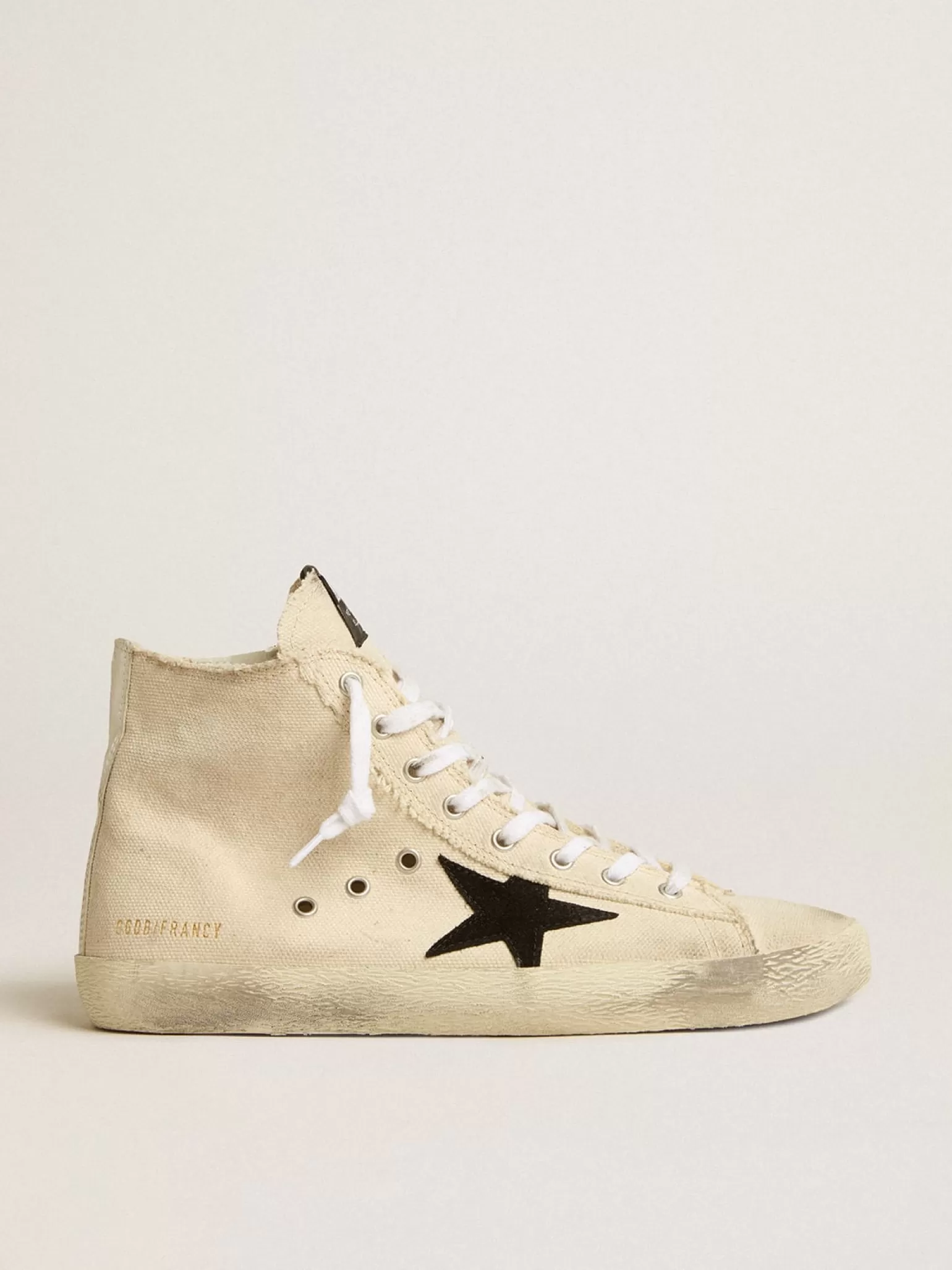 Best Sale Francy Penstar de lona com estrela de suede preto e talão de couro Francy