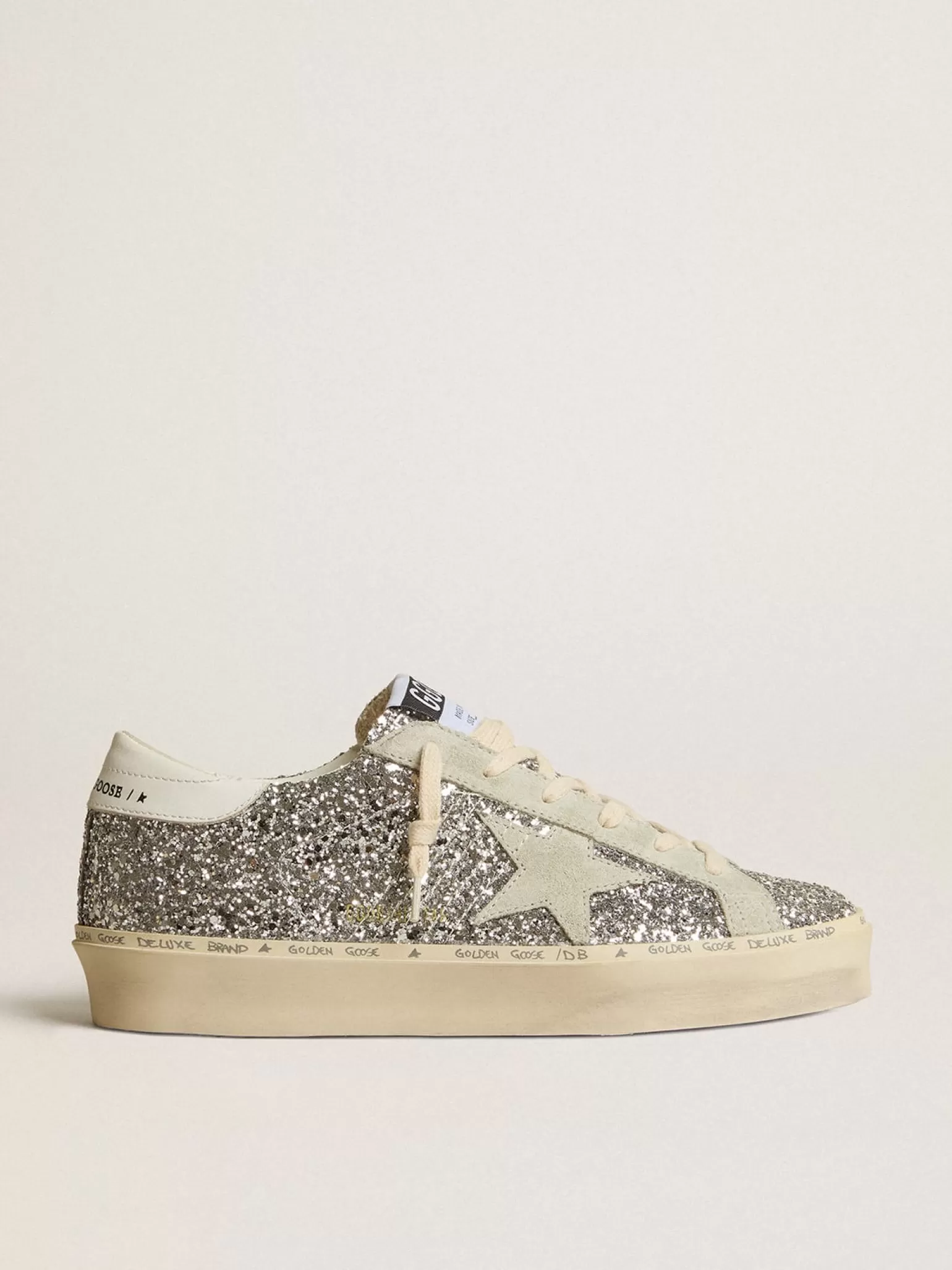 Store Hi Star de glitter prateado com estrela de suede e talão branco MULHER Hi Star