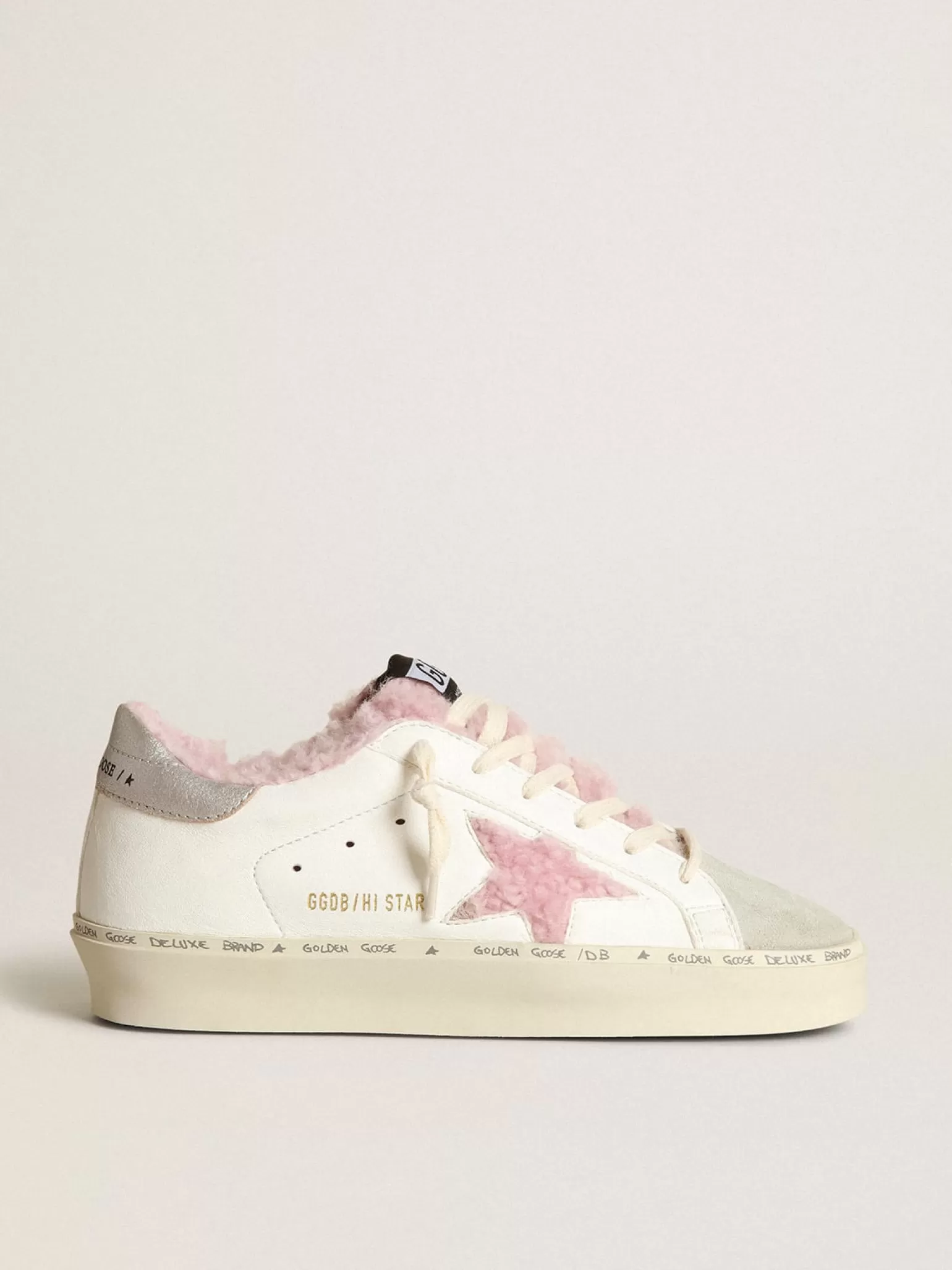 Outlet Hi Star de napa branca com estrela e forro de shearling rosa MULHER Hi Star