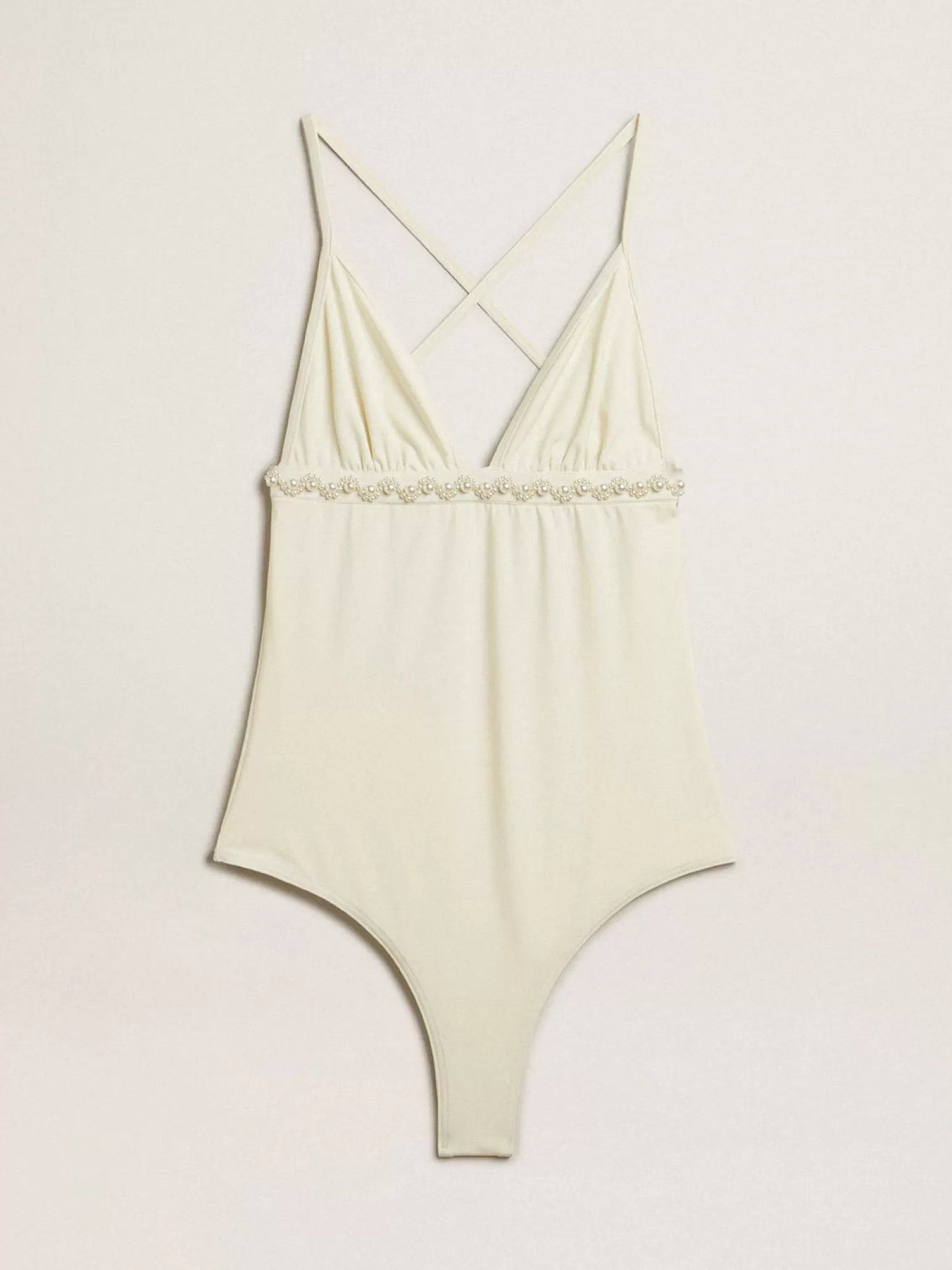 Outlet Maiô branco com bordado de pérolas MULHER Beachwear