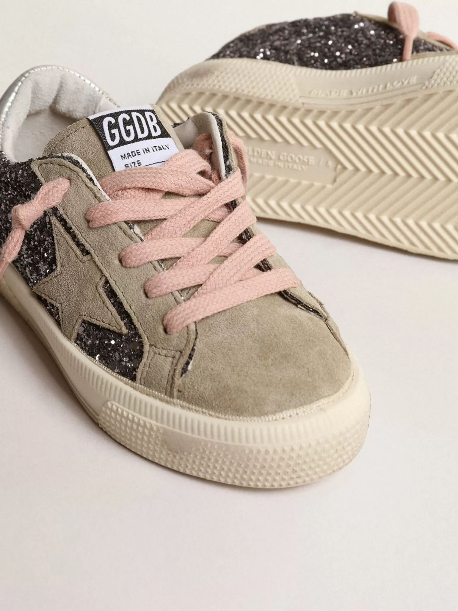 Fashion May Junior de glitter antracite com estrela de suede havana-rosado Meninas pequenas (1-3 anos)