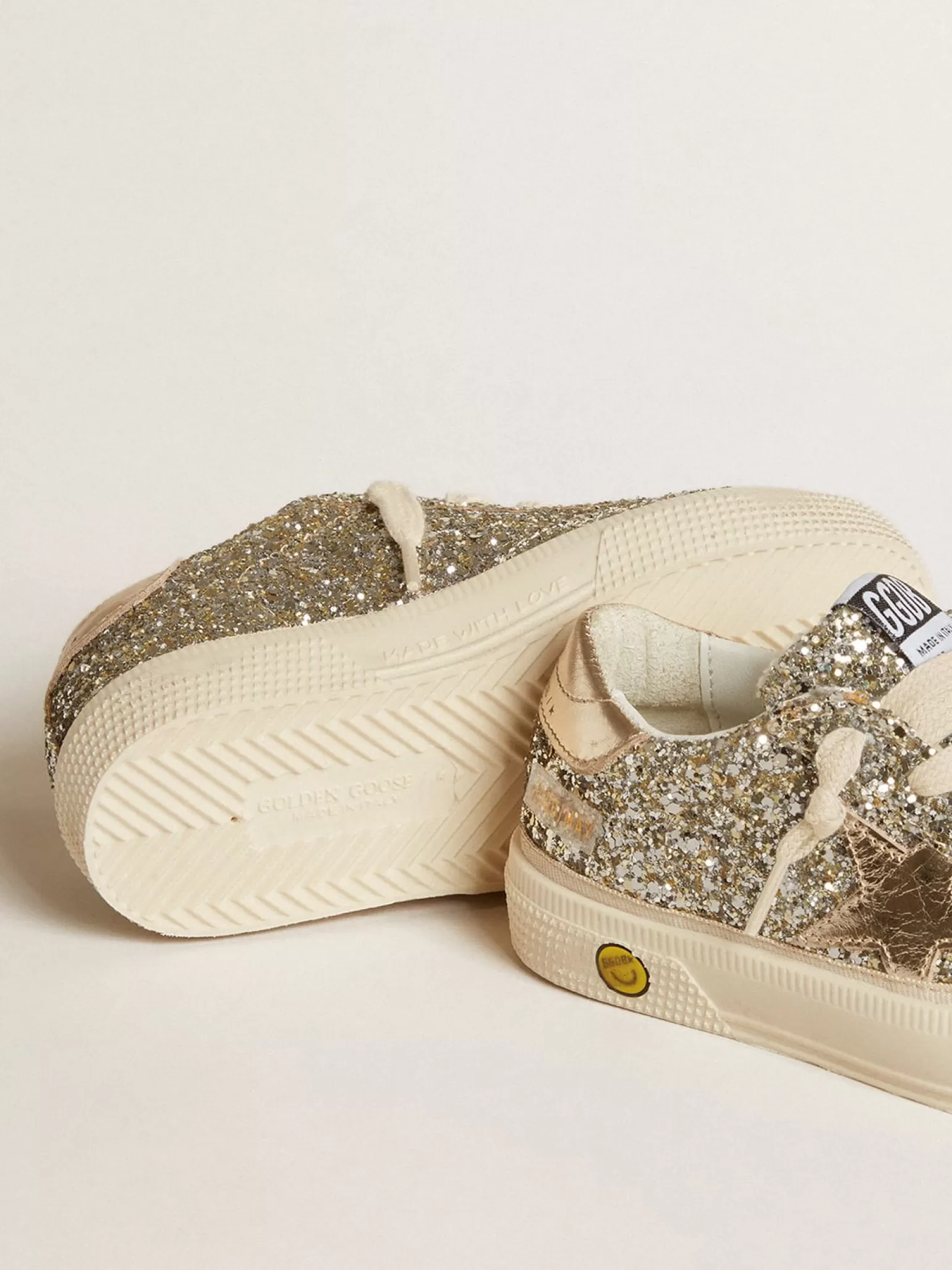 Outlet May Young de glitter platinado com estrela e talão de couro metálico Meninas (4-10 anos)