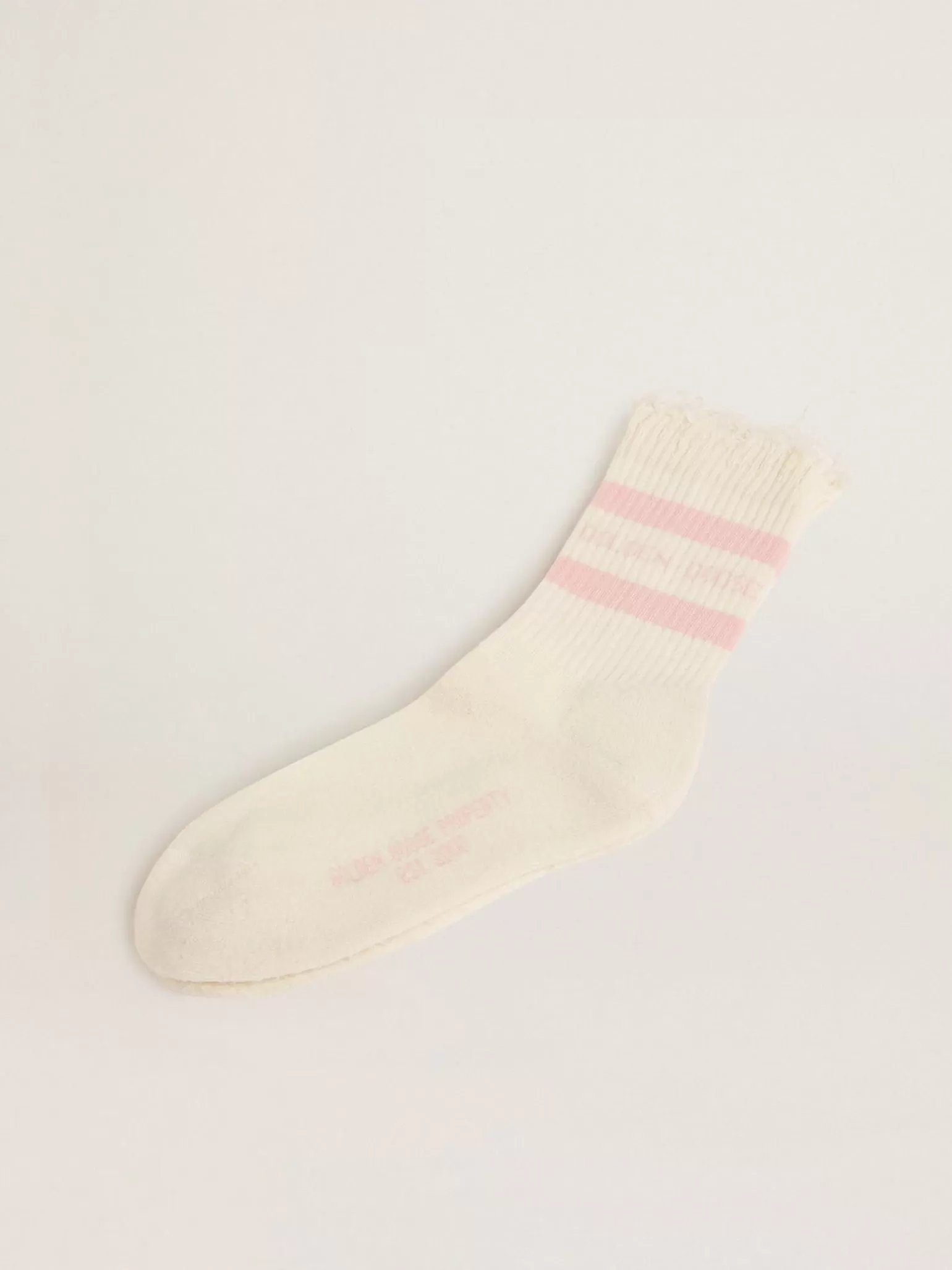 Best Meias brancas com tratamento desgastado com logo e listras rosa bebê MULHER Meias | Meias