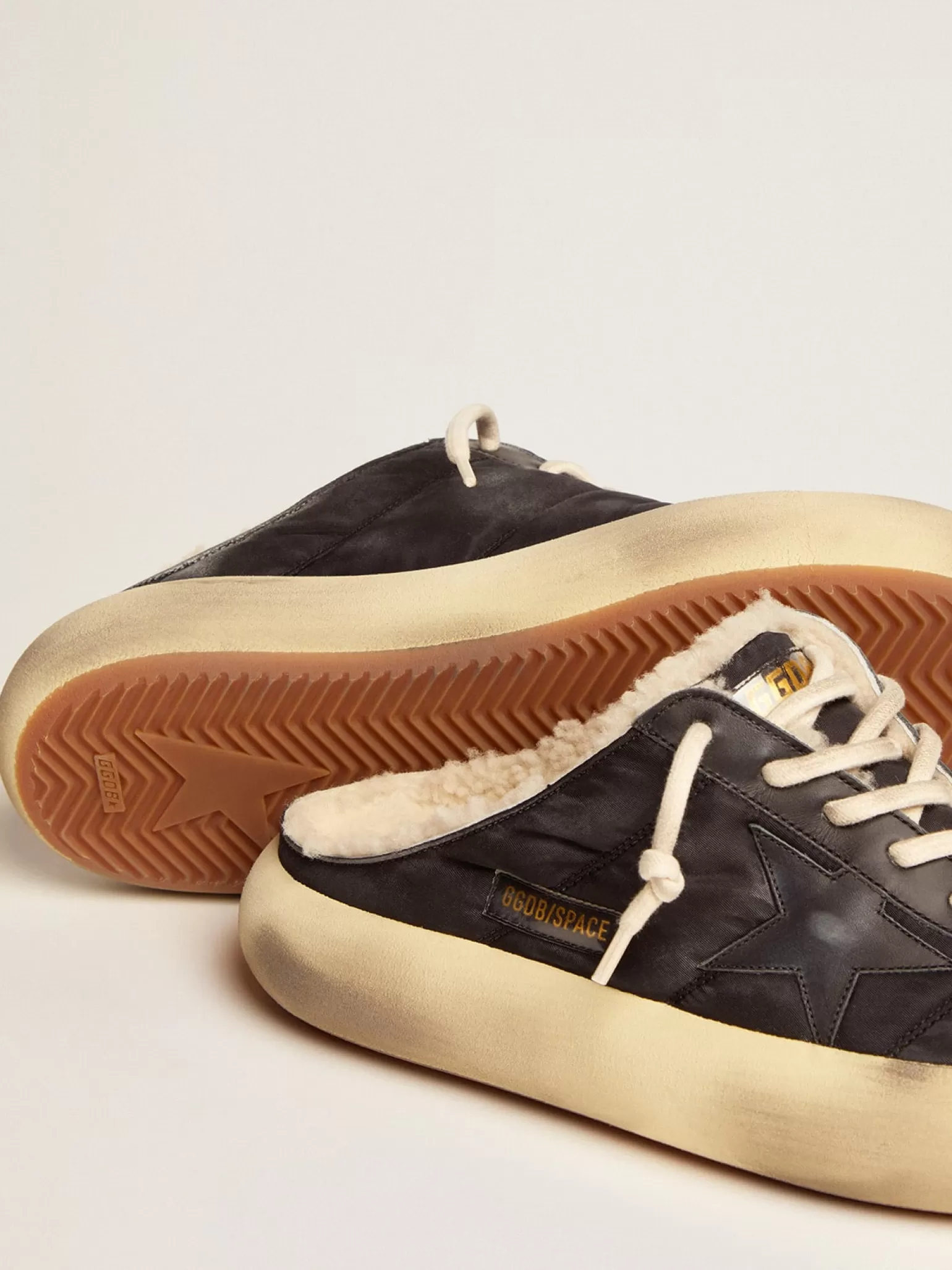 Online Men's Space-Star Sabot shoes in quilted nylon with shearling lining Space-Star
