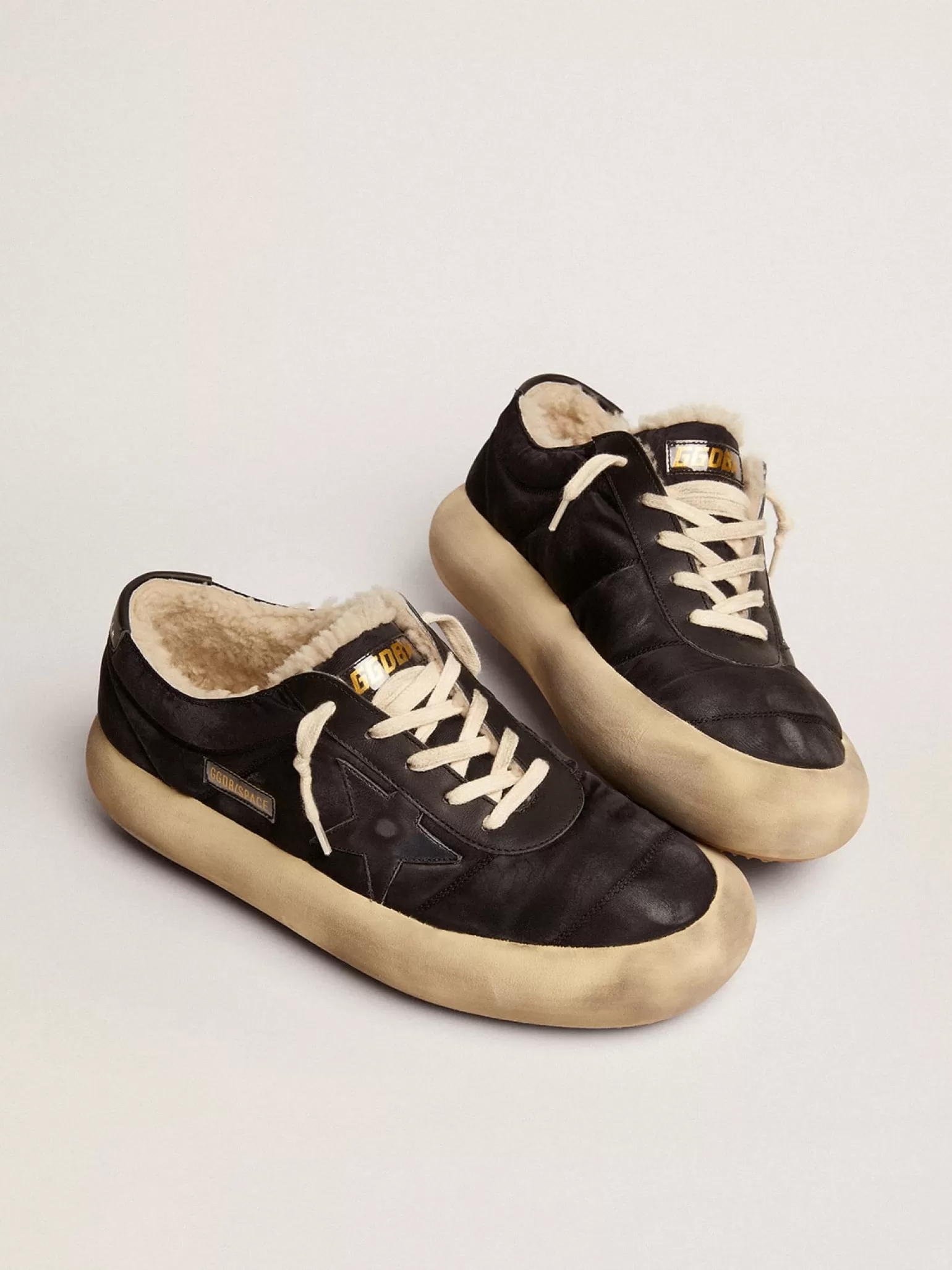 Best Men's Space-Star shoes in quilted nylon with shearling lining Space-Star