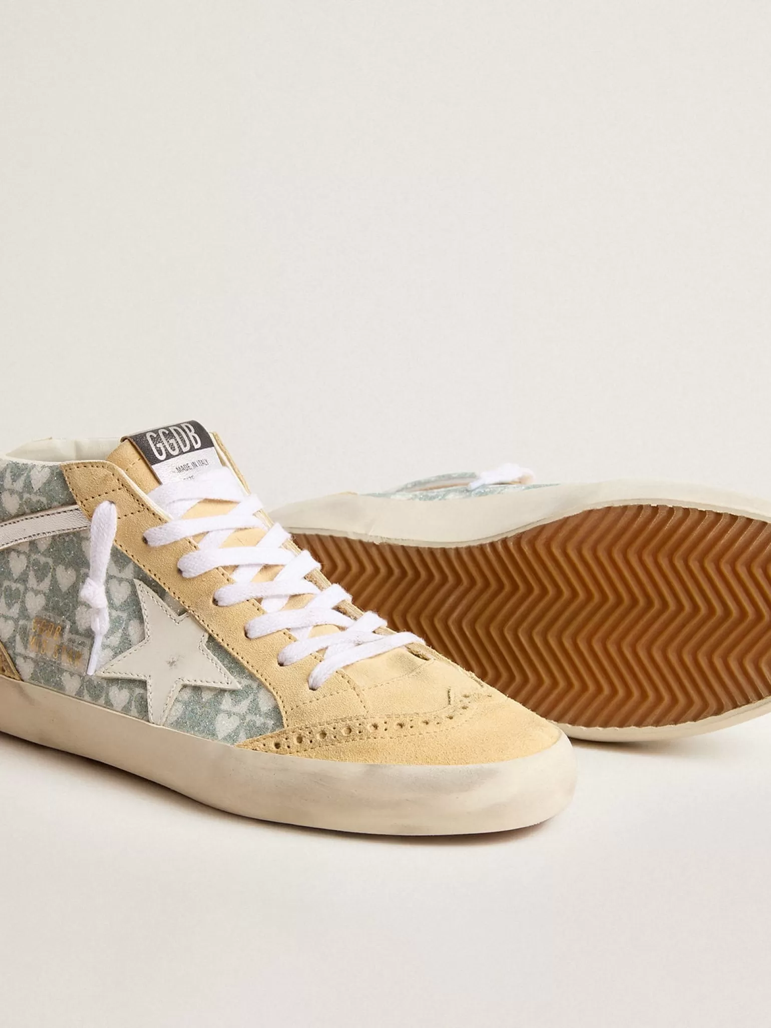 Outlet Mid Star com estampa de corações com cristais Swarovski com lista prateada MULHER Mid Star