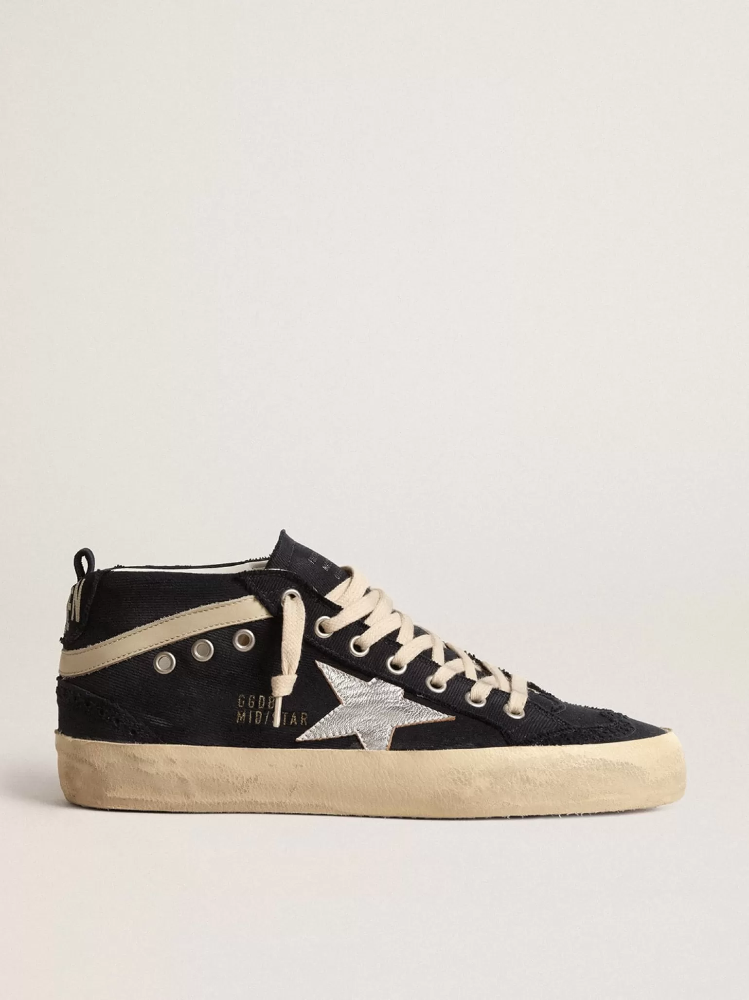 Fashion Mid Star de algodão azul com estrela prateada e lista de couro MULHER Mid Star