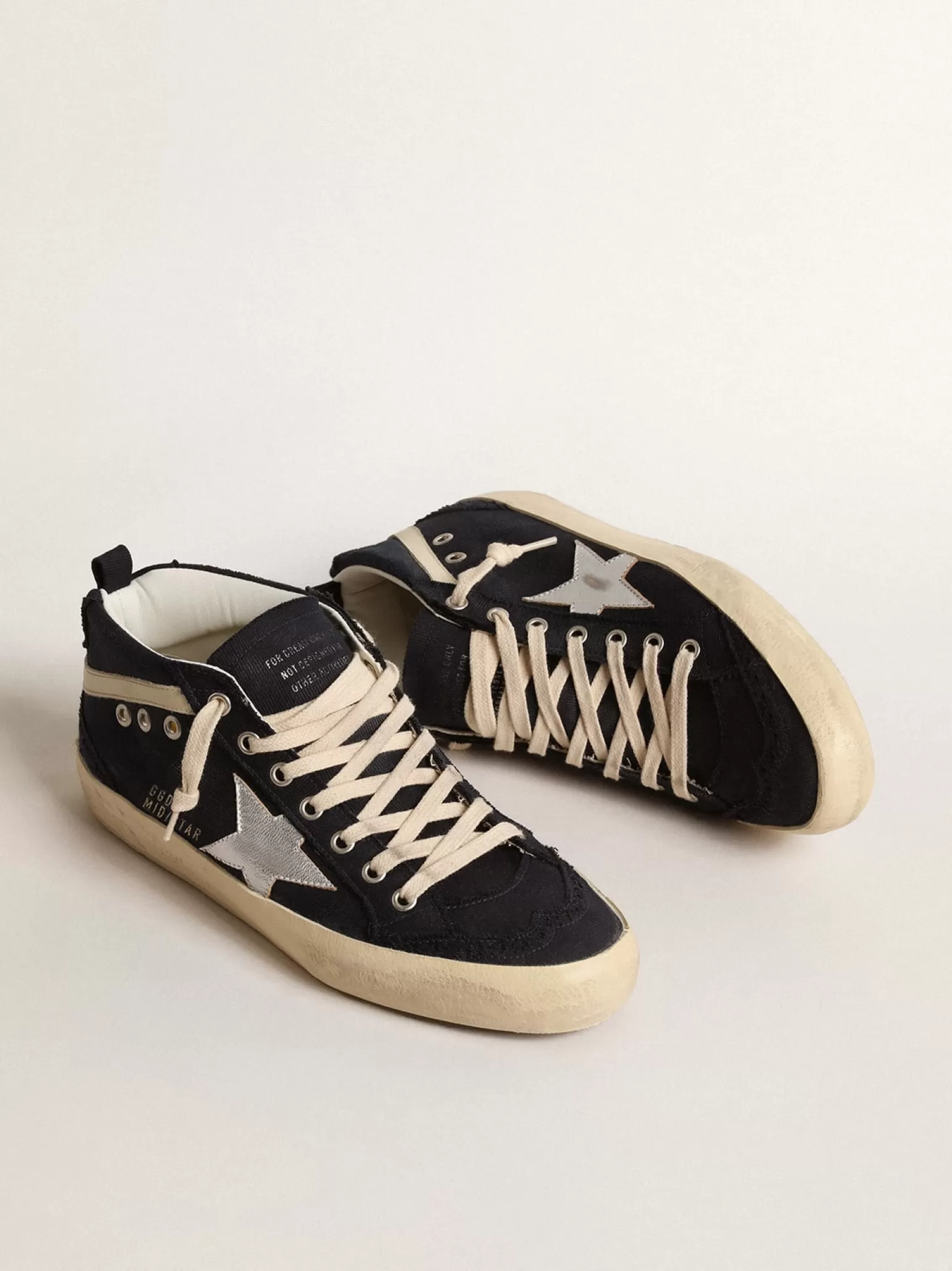 Fashion Mid Star de algodão azul com estrela prateada e lista de couro MULHER Mid Star