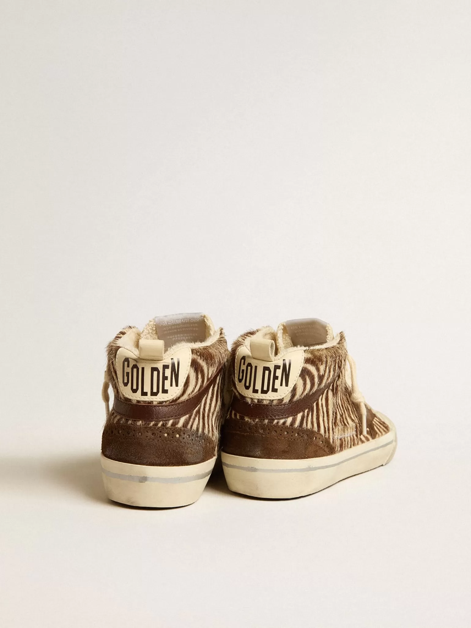 Online Mid Star de couro cavalinho zebrado com estrela de suede e lista marrom MULHER Mid Star